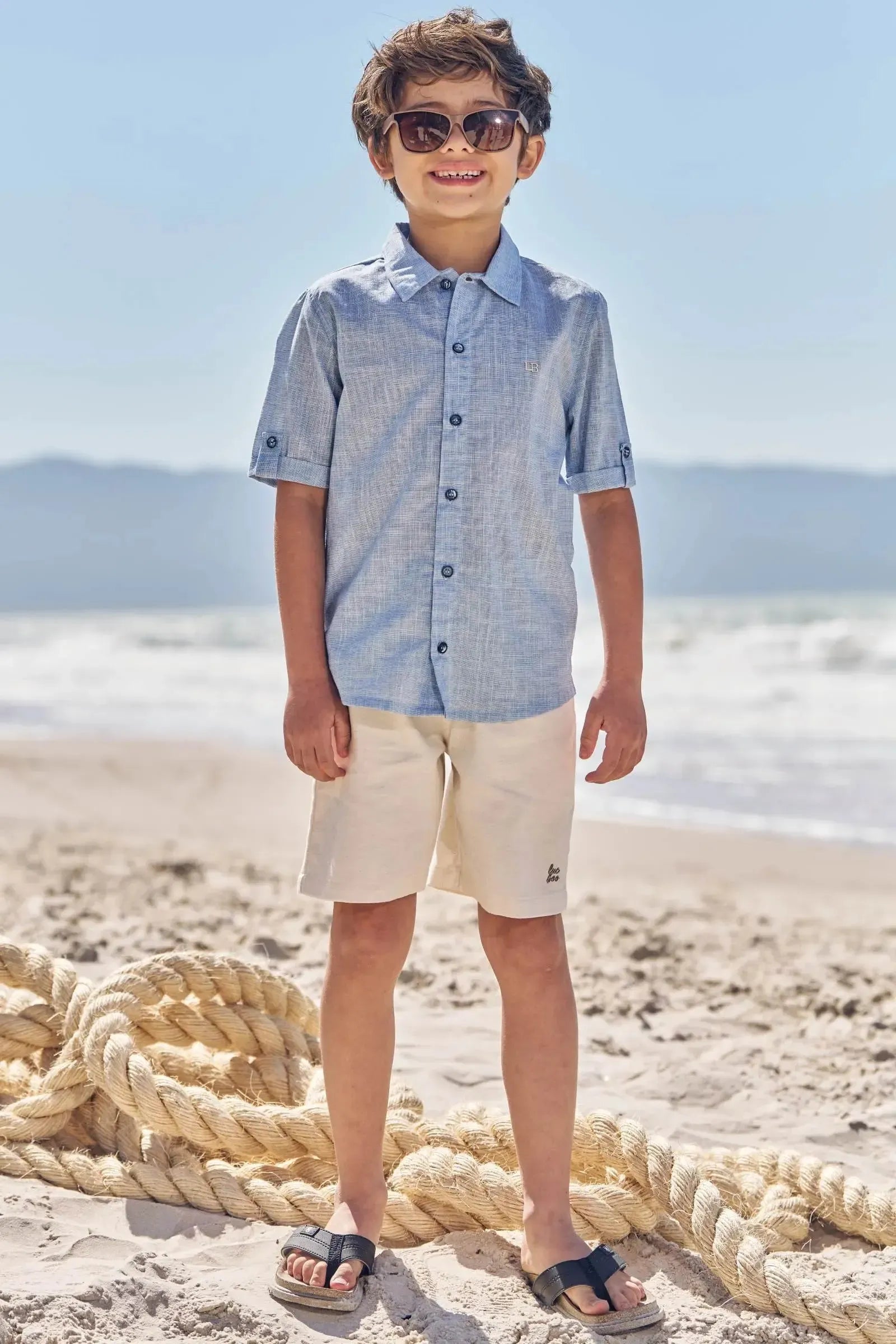Bermuda em Linho Santorine com Elastano 83627 LucBoo Infantil Menino