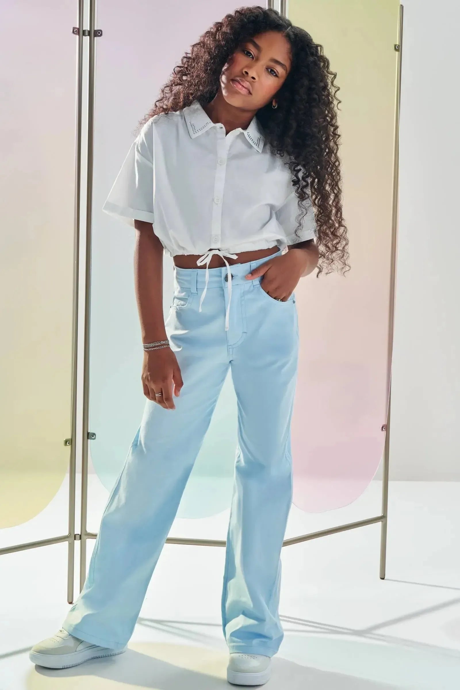 Camisa Boxy Over em Tricoline com Elastano 83138 Lilimoon Teen Menina