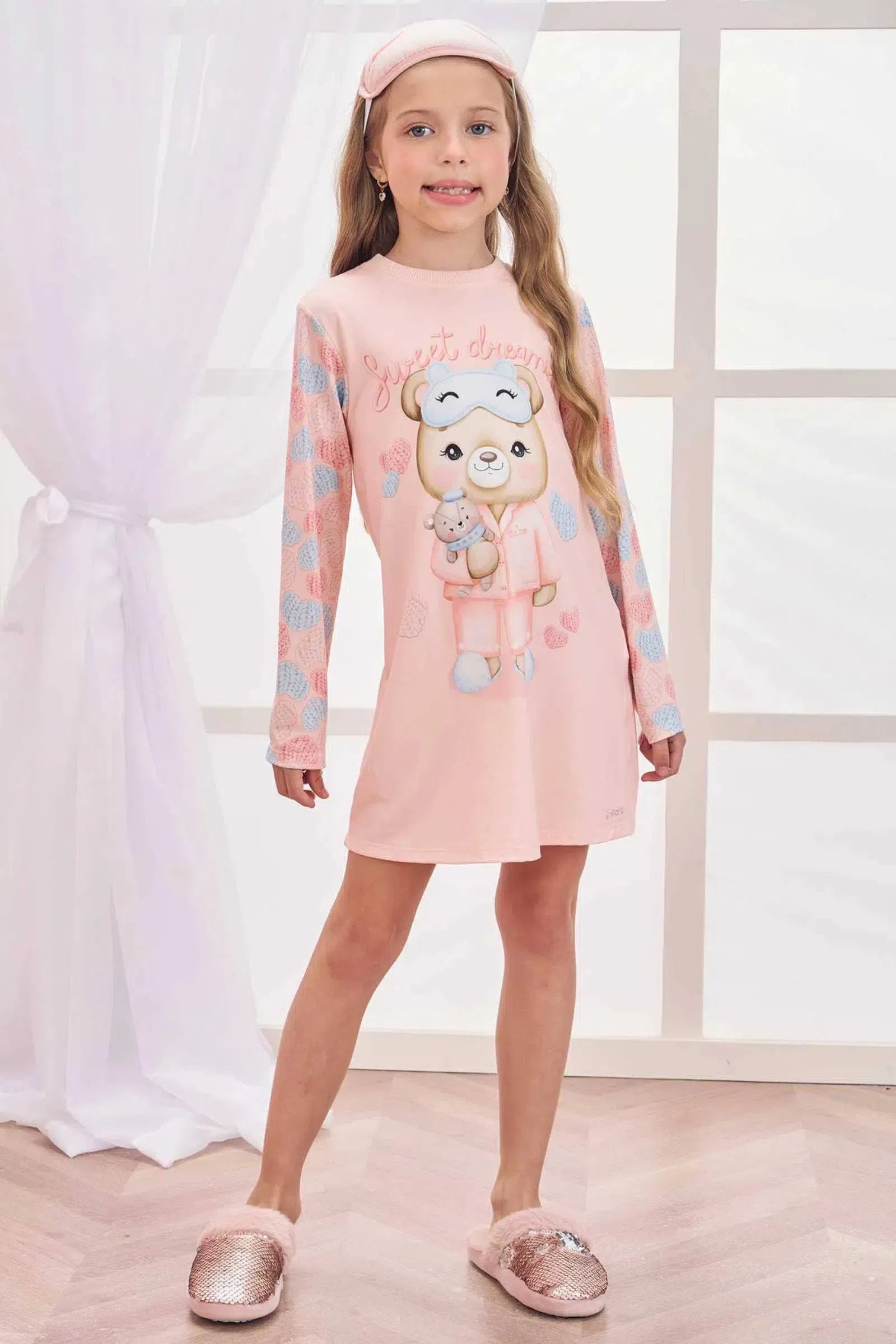 Camisola Manga Longa em Malha Comfy. Acompanha Máscara. 80879 Infanti Infantil Menina