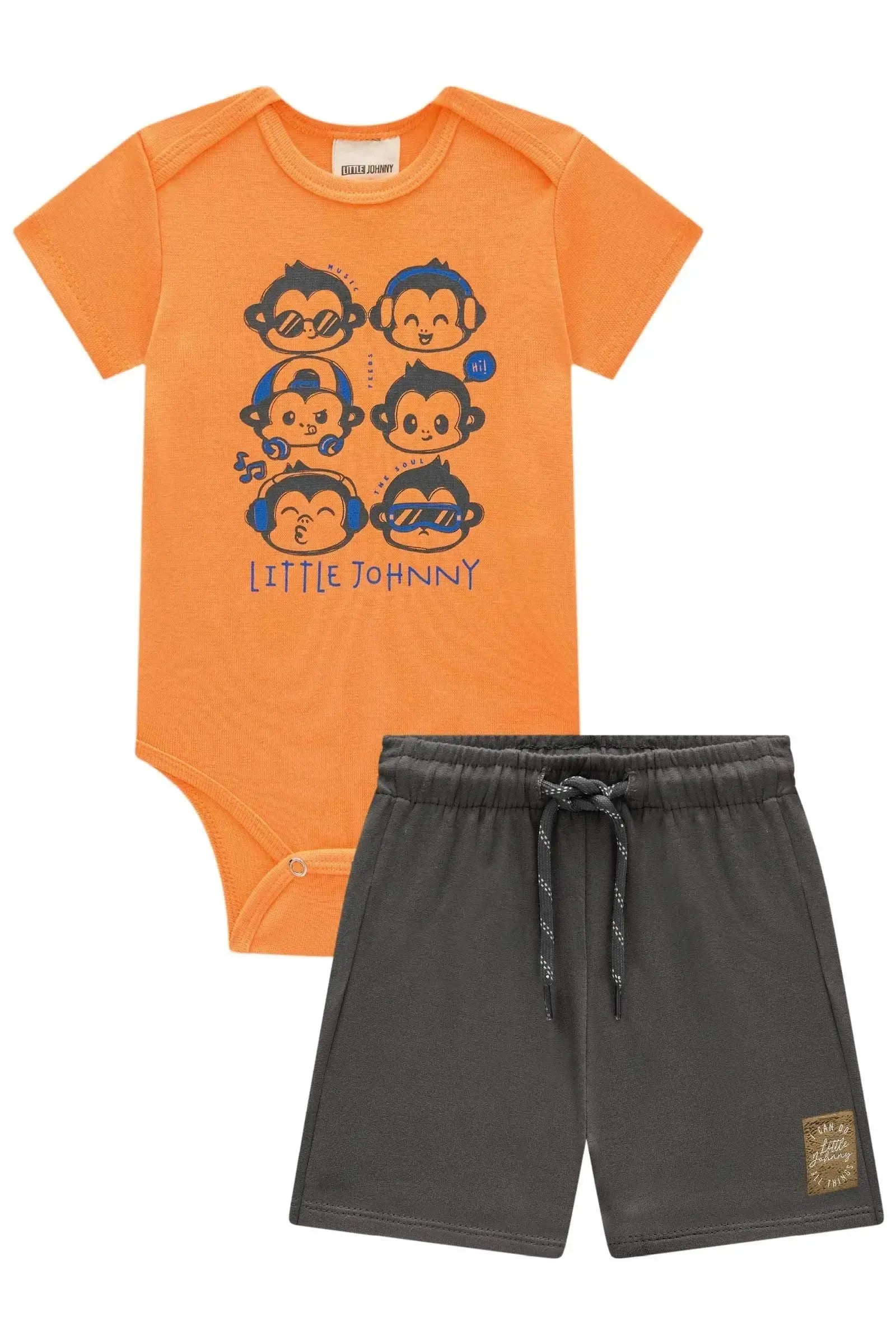 Conjunto Body em Ribana e Bermuda em Molevisco 84668 Johnny Fox Bebê Menino