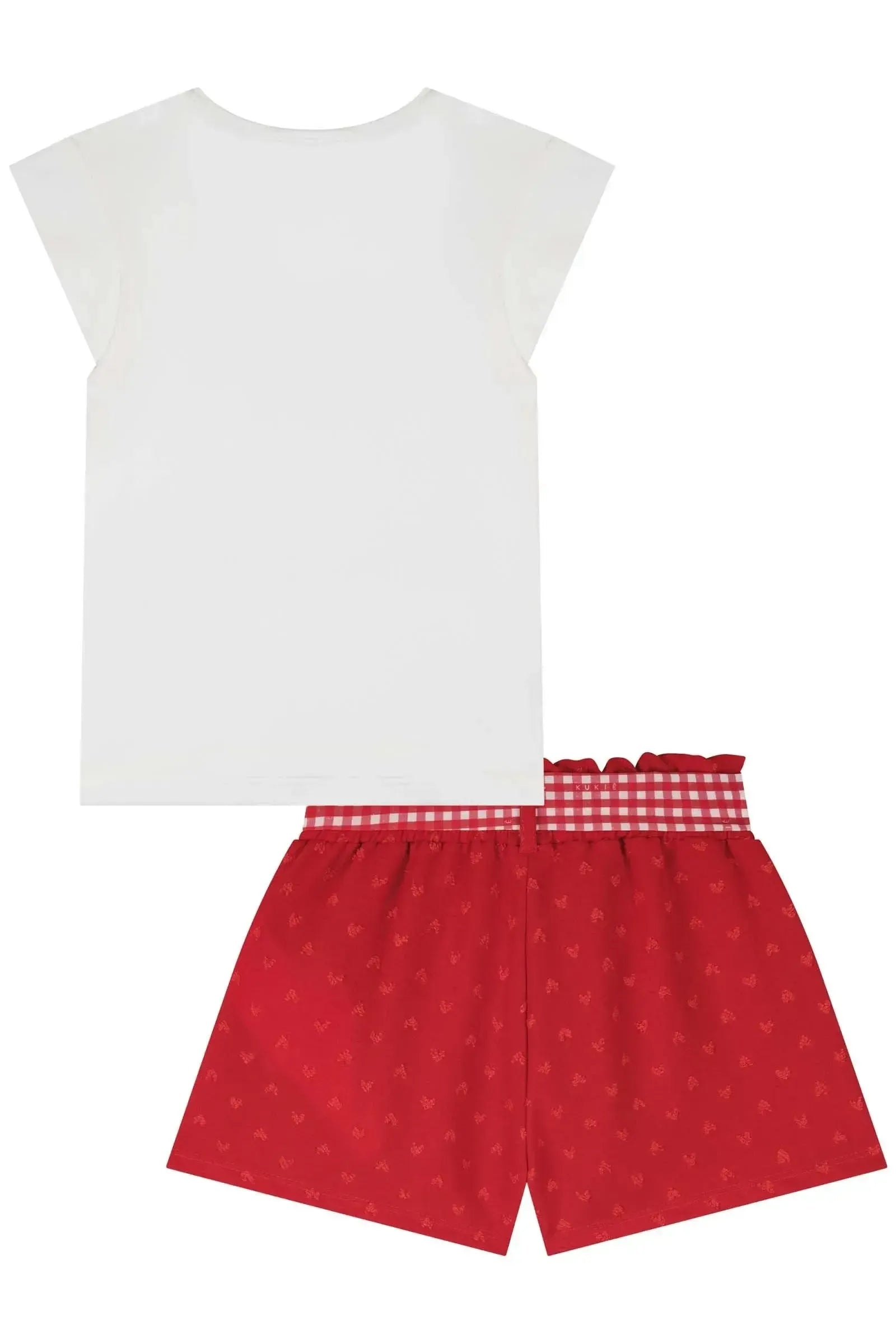Conjunto de Blusa em Malha UV e Shorts em Air Flow Textura 86003 Kukiê Infantil Menina