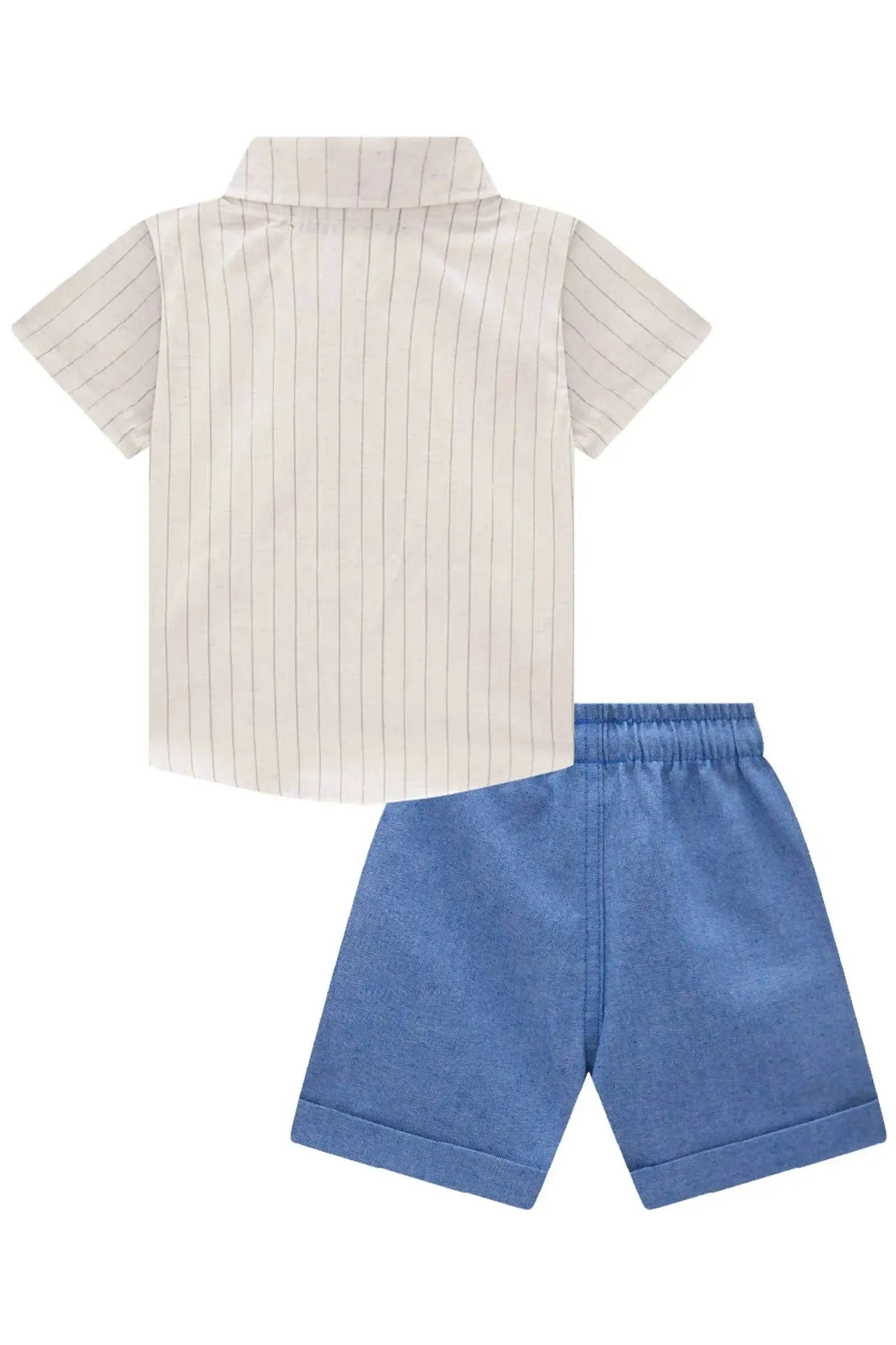 Conjunto de Camisa em Linho Deluxe e Bermuda em Ecostretch 84618 Johnny Fox Bebê Menino