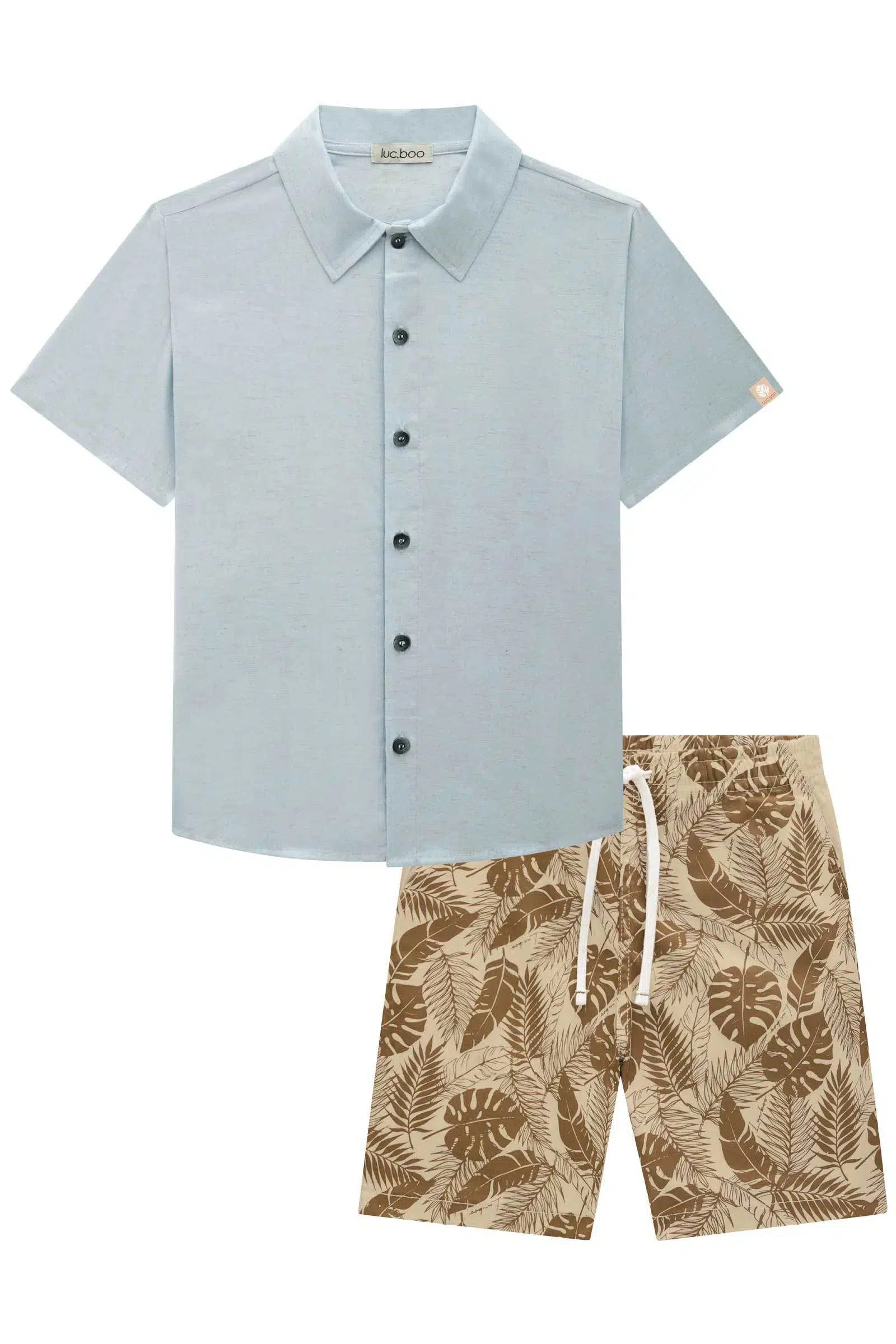 Conjunto de Camisa em Linho Deluxe e Bermuda em Sarja Onix Stretch 70023 LucBoo