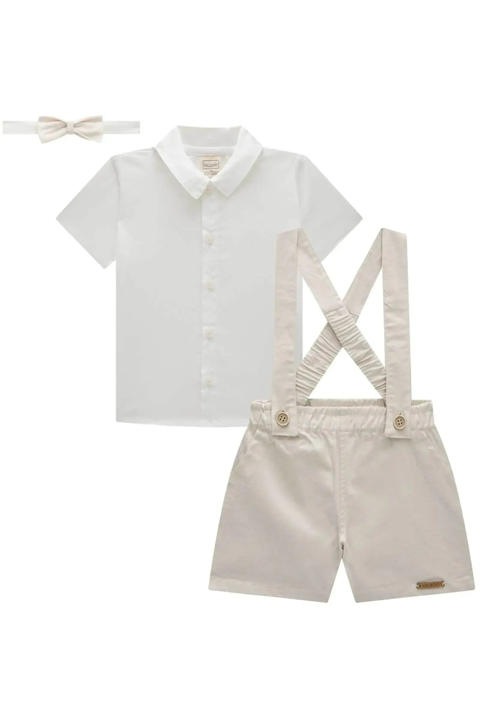 Conjunto de Camisa em Tricoline Mônaco com Elastano e Bermuda em Sarja Caribe com Elastano 83991 LucBoo Bebê Menino