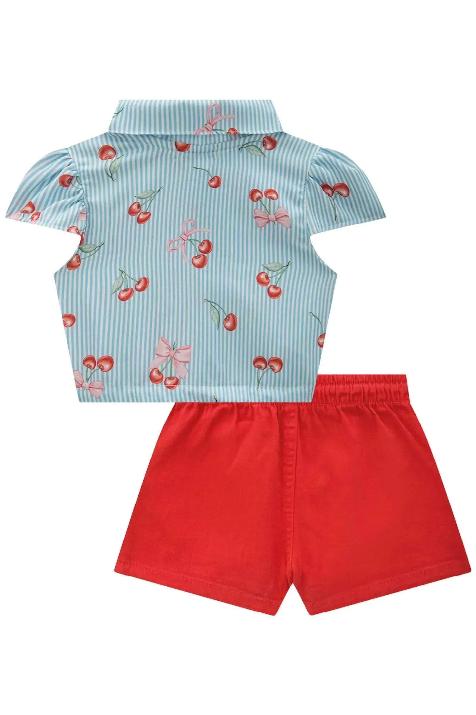 Conjunto de Camisa em Visco Twill com Shorts em Sarja com Elastano 83953 Infanti Bebê Menina