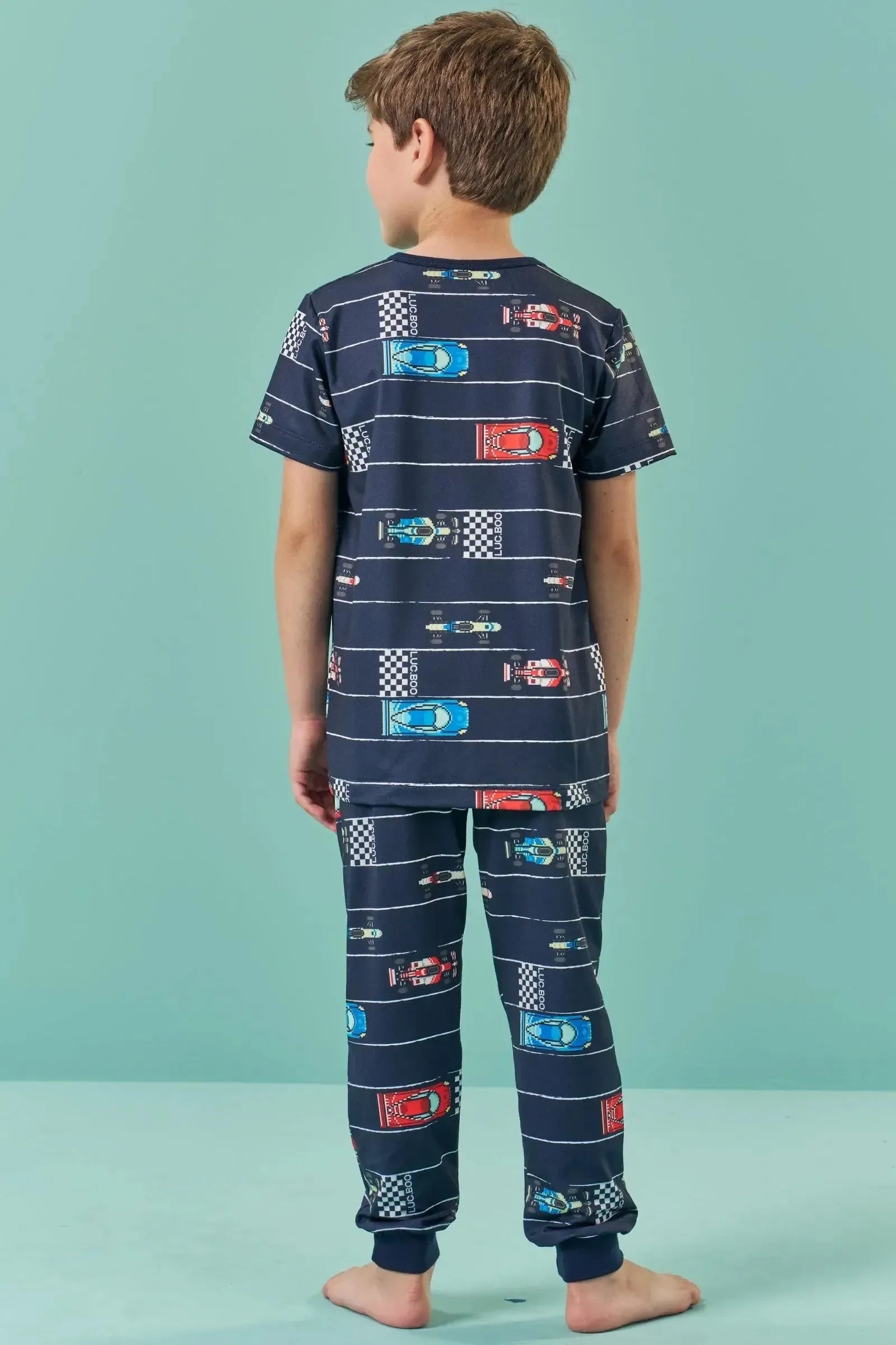 Conjunto de Pijama com Camiseta e Calça em Malha Comfy 85526 LucBoo Infantil Menino