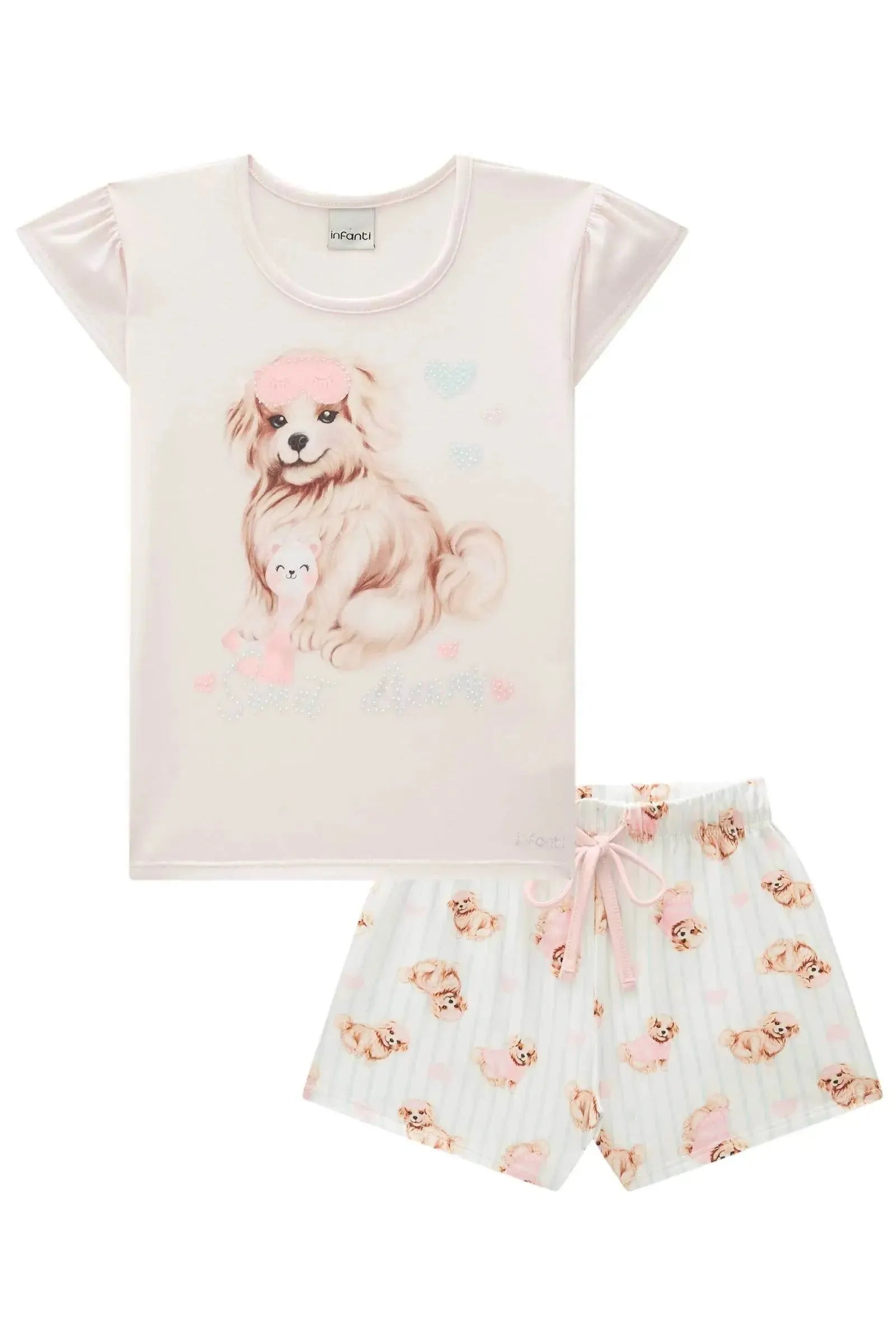Conjunto de Pijama de Blusa em Malha Fresh e Shorts em Malha Comfy 84160 Infanti Infantil Menina