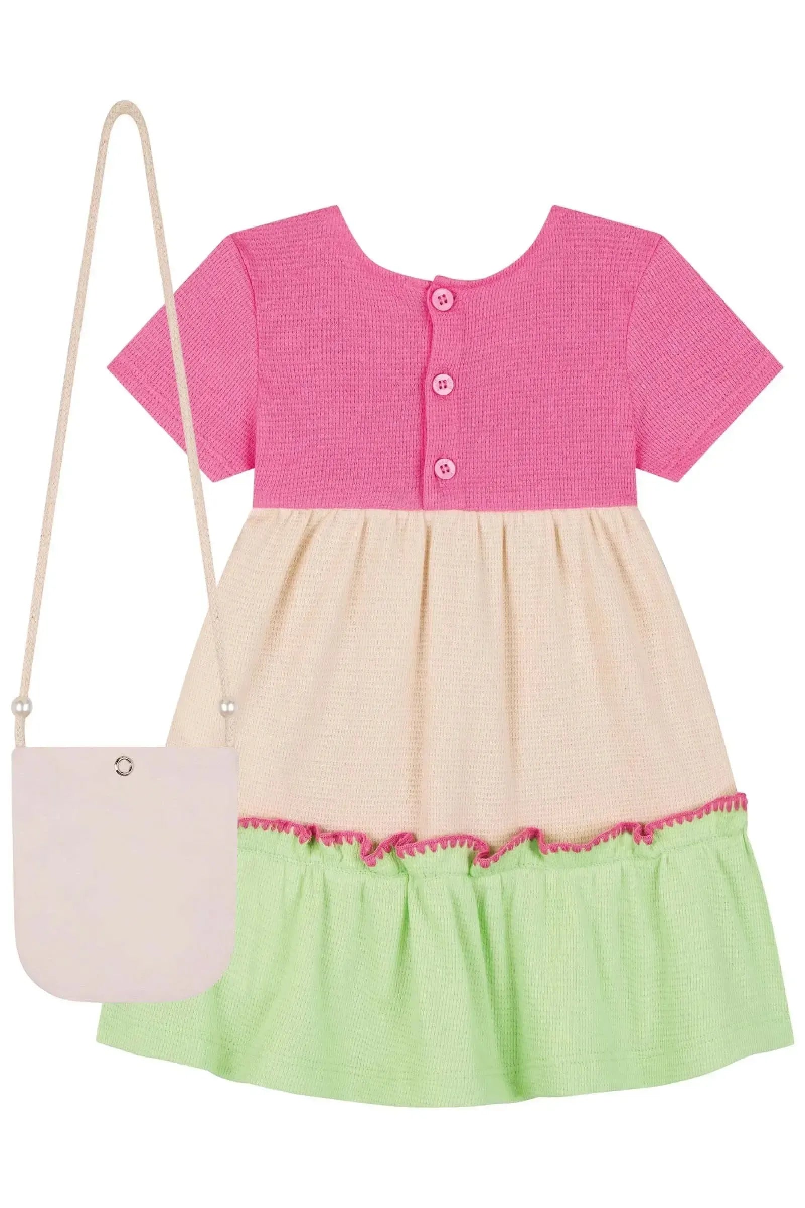 Vestido em Malha Little Waffle (Acompanha Bolsa) 85127 Kukiê Bebê Menina