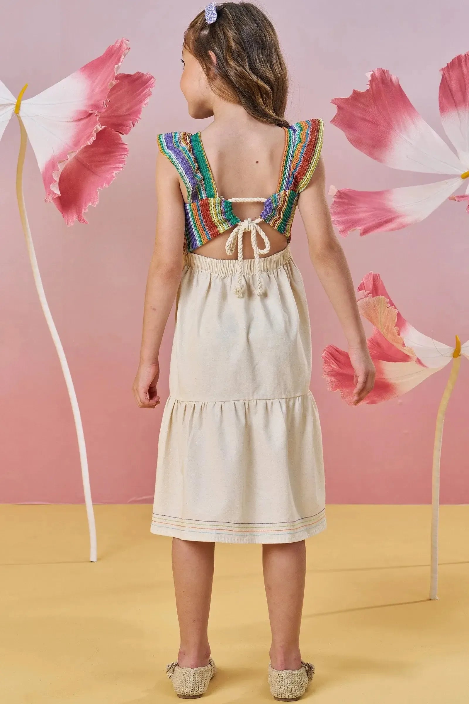 Vestido Midi em Malha Tricô e Linho com Elastano 85470 Infanti Infantil Menina