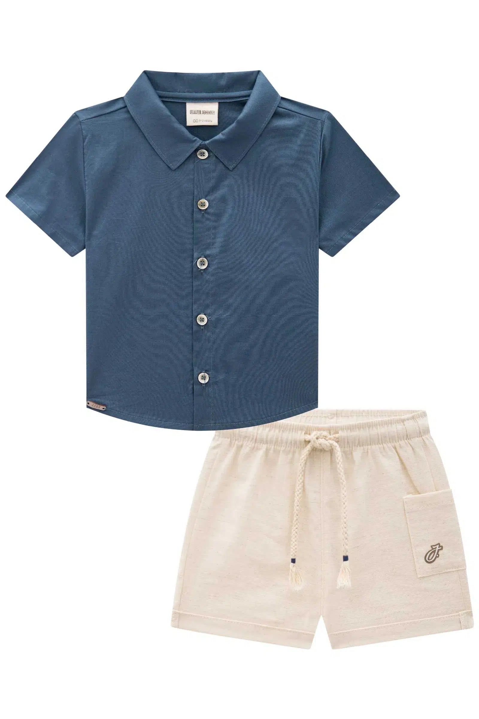 Conjunto de Camisa em Tricoline e Bermuda em Linho Santorine com Elastano 81602 Johnny Fox