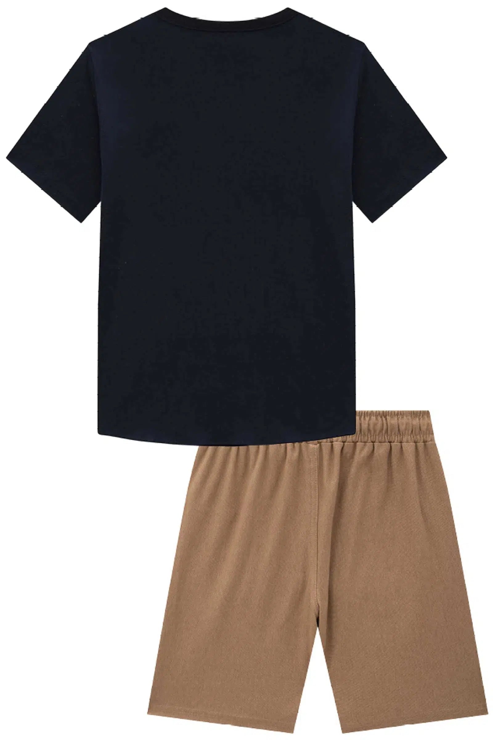 Conjunto Teen Menino de Camiseta em Meia Malha e Bermuda em Cotton Jeans C/ Elast. 82016 Johnny Fox