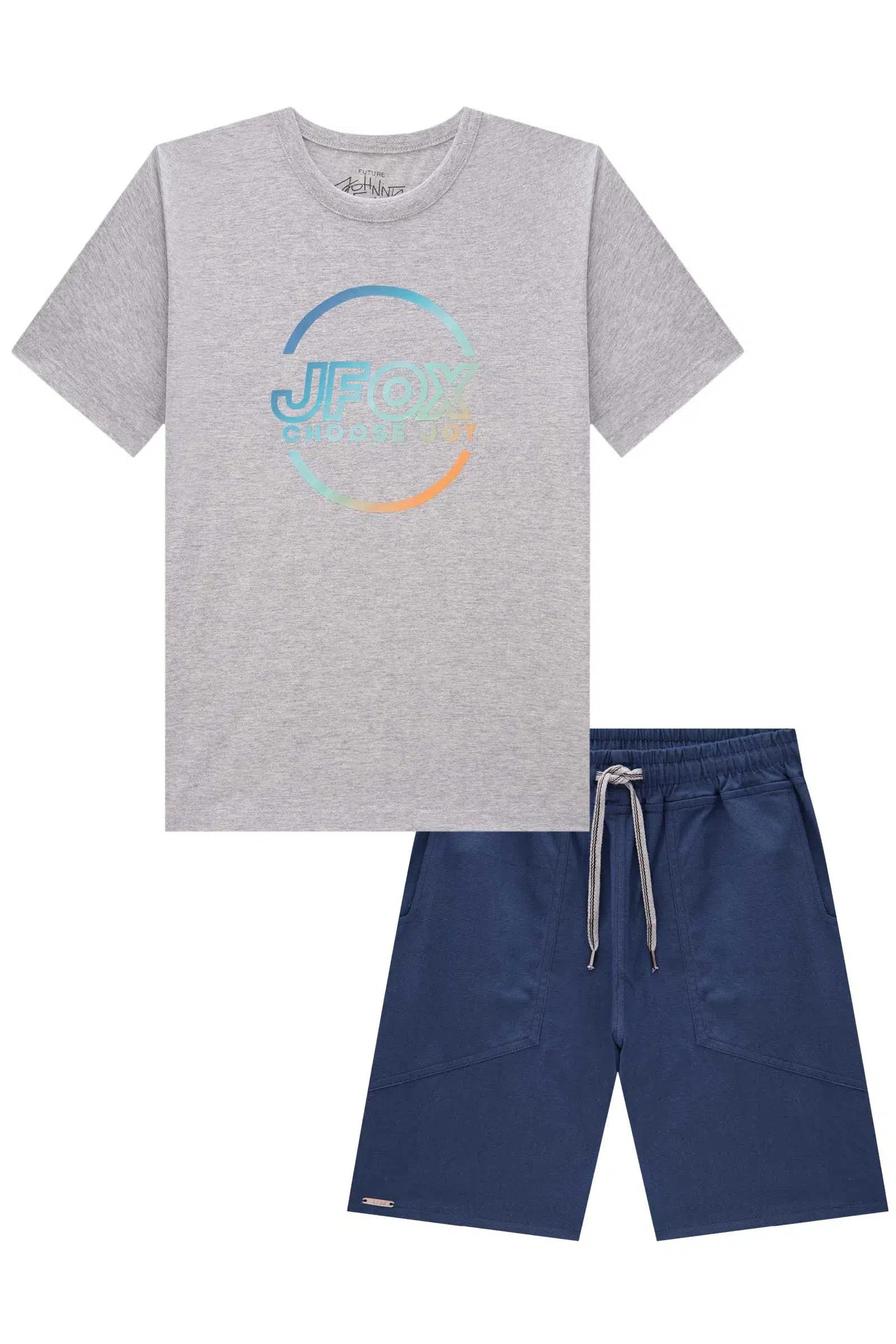 Conjunto de Camiseta em Meia Malha e Bermuda em Linho Santorini com Elastano 82139 Johnny Fox