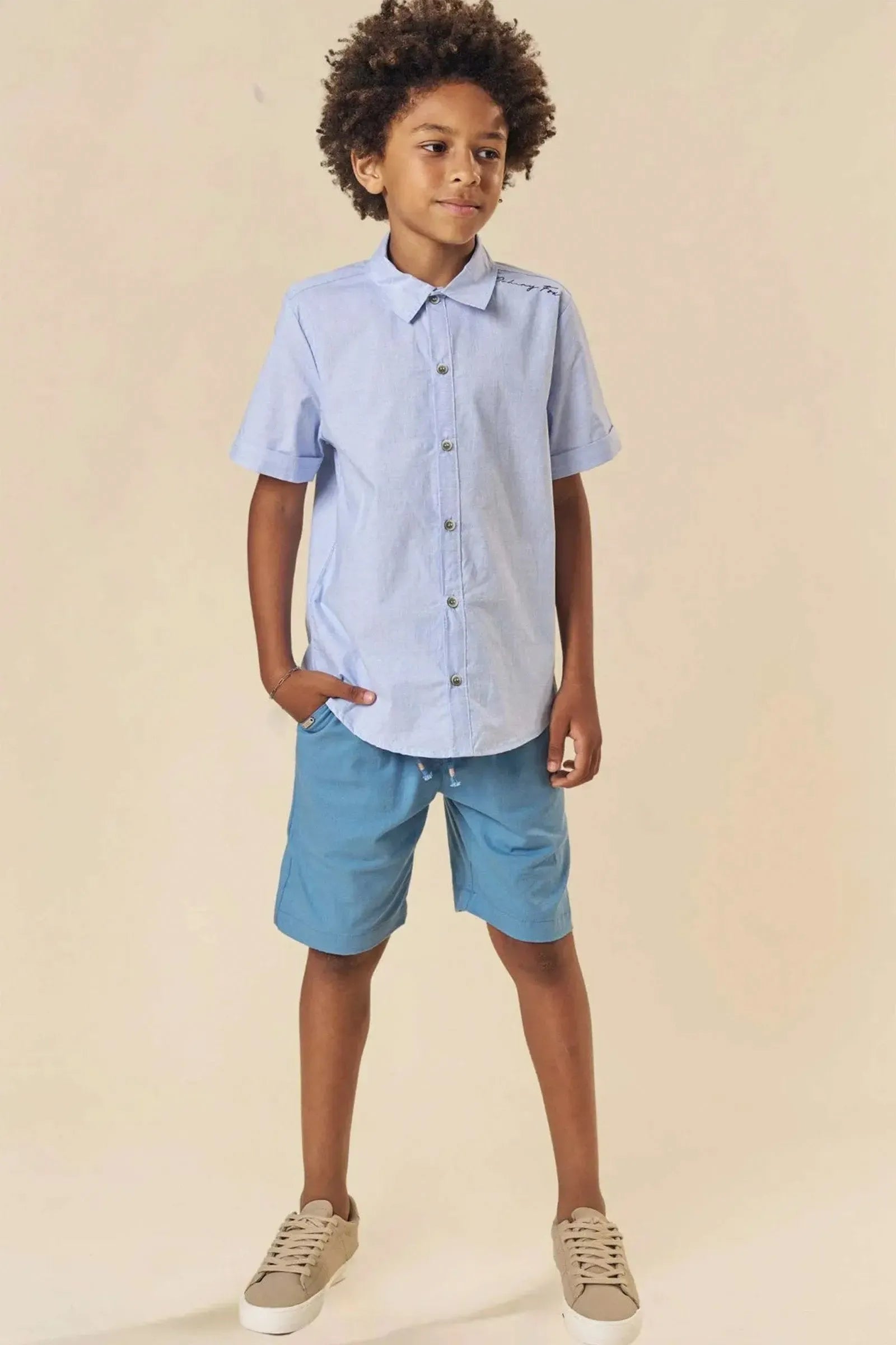 Bermuda em Linho Santorine com Elastano 83797 Johnny Fox Teen Menino