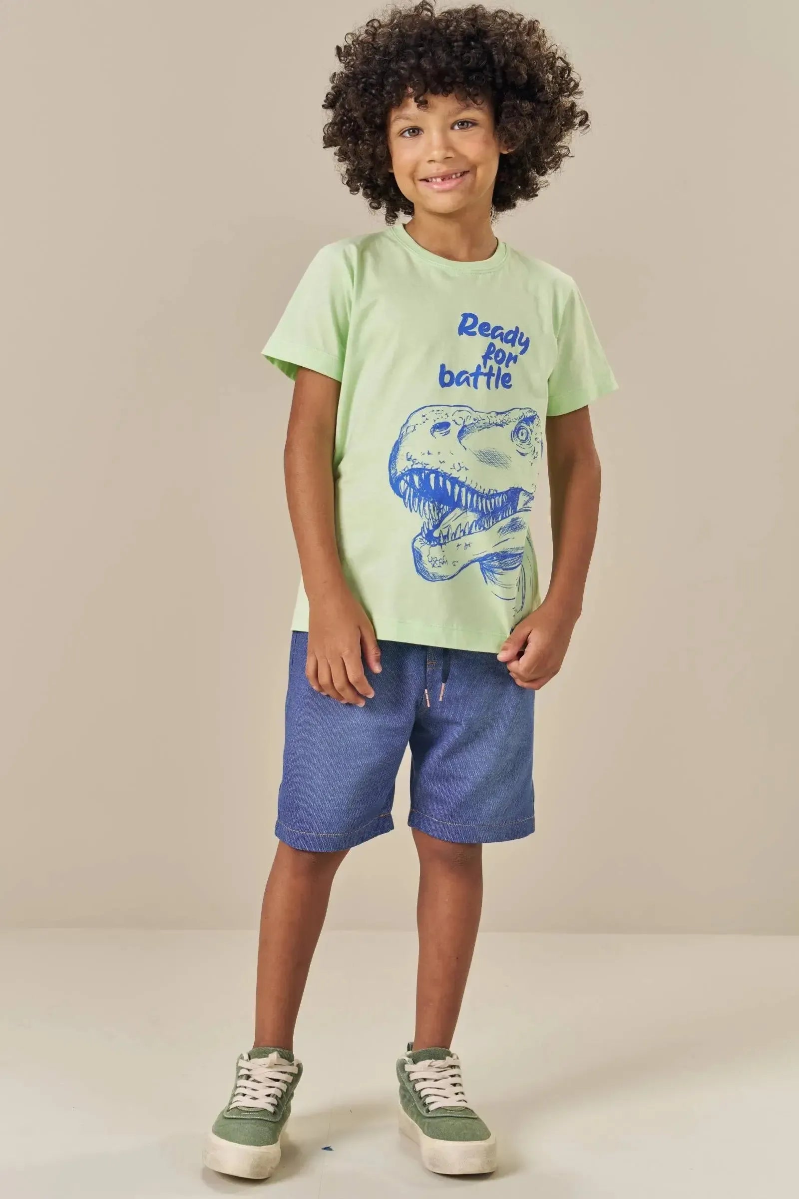 Bermuda em Malha Denim com Elastano 82821 LucBoo Infantil Menino