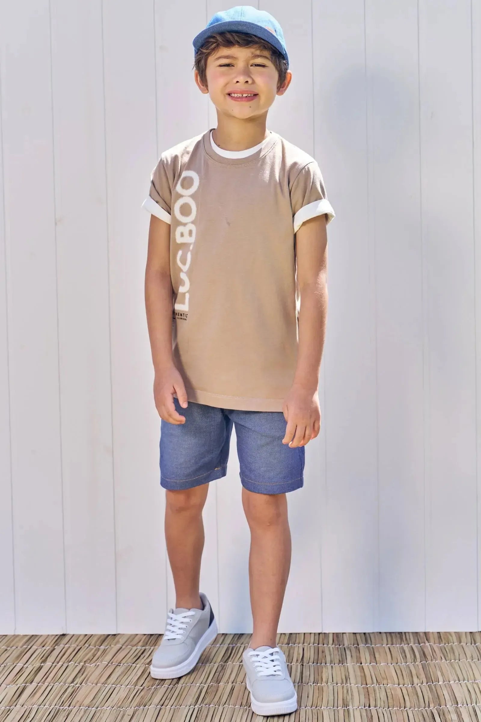 Bermuda em Malha Denim com Elastano 82821 LucBoo Infantil Menino