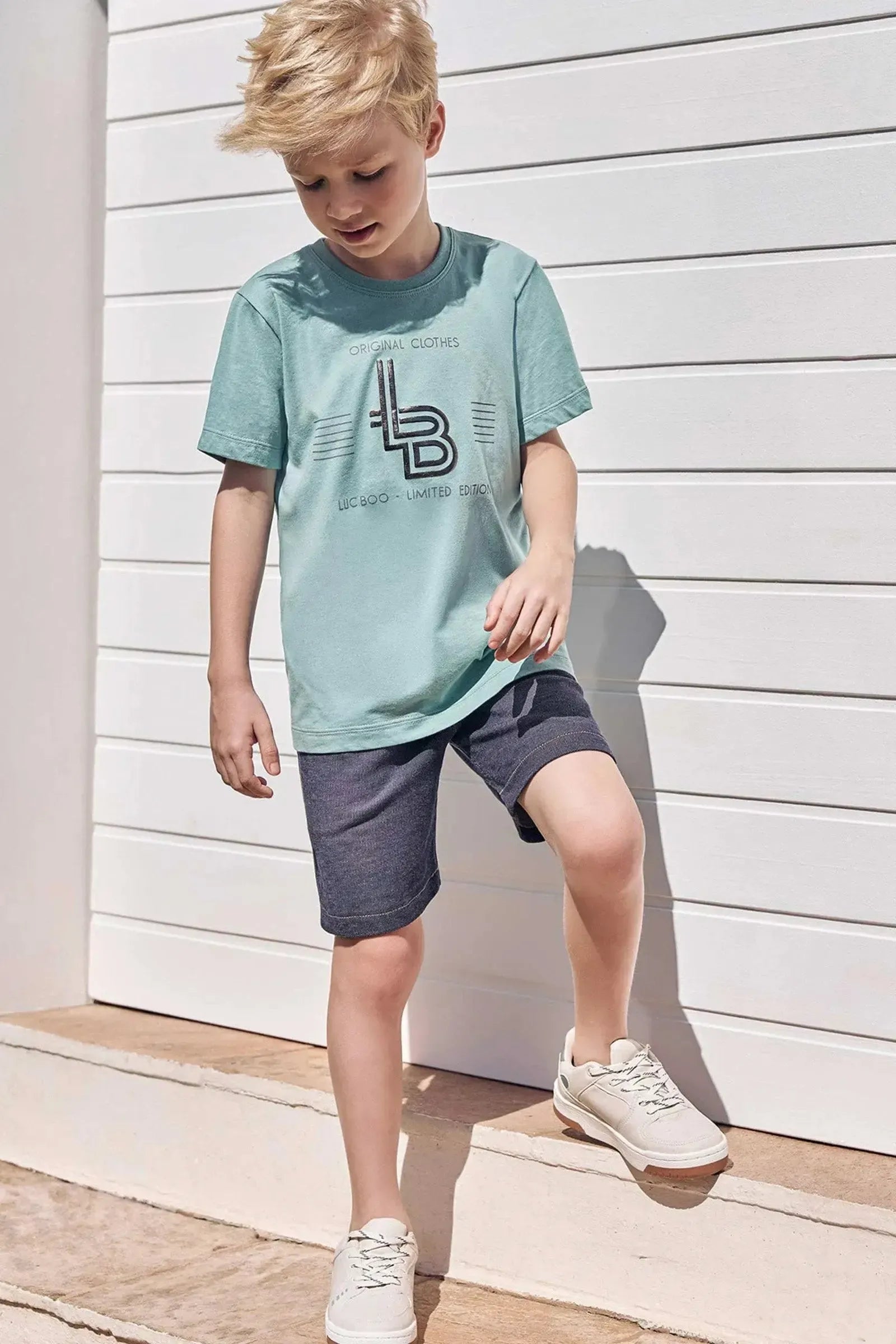 Bermuda em Malha Denim com Elastano 82821 LucBoo Infantil Menino