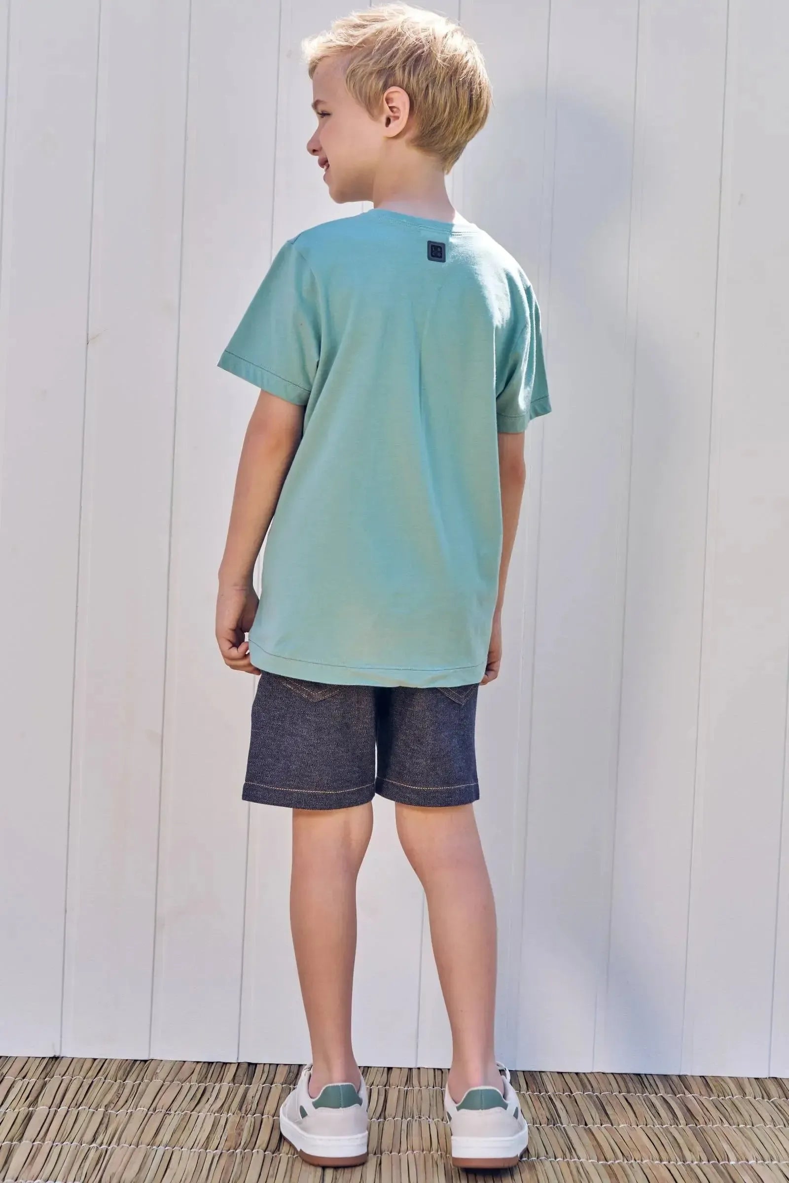 Bermuda em Malha Denim com Elastano 82821 LucBoo Infantil Menino