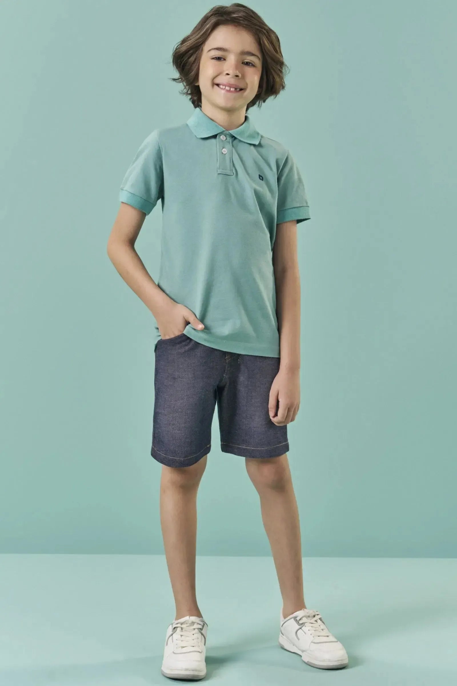Bermuda em Malha Denim com Elastano 82821 LucBoo Infantil Menino