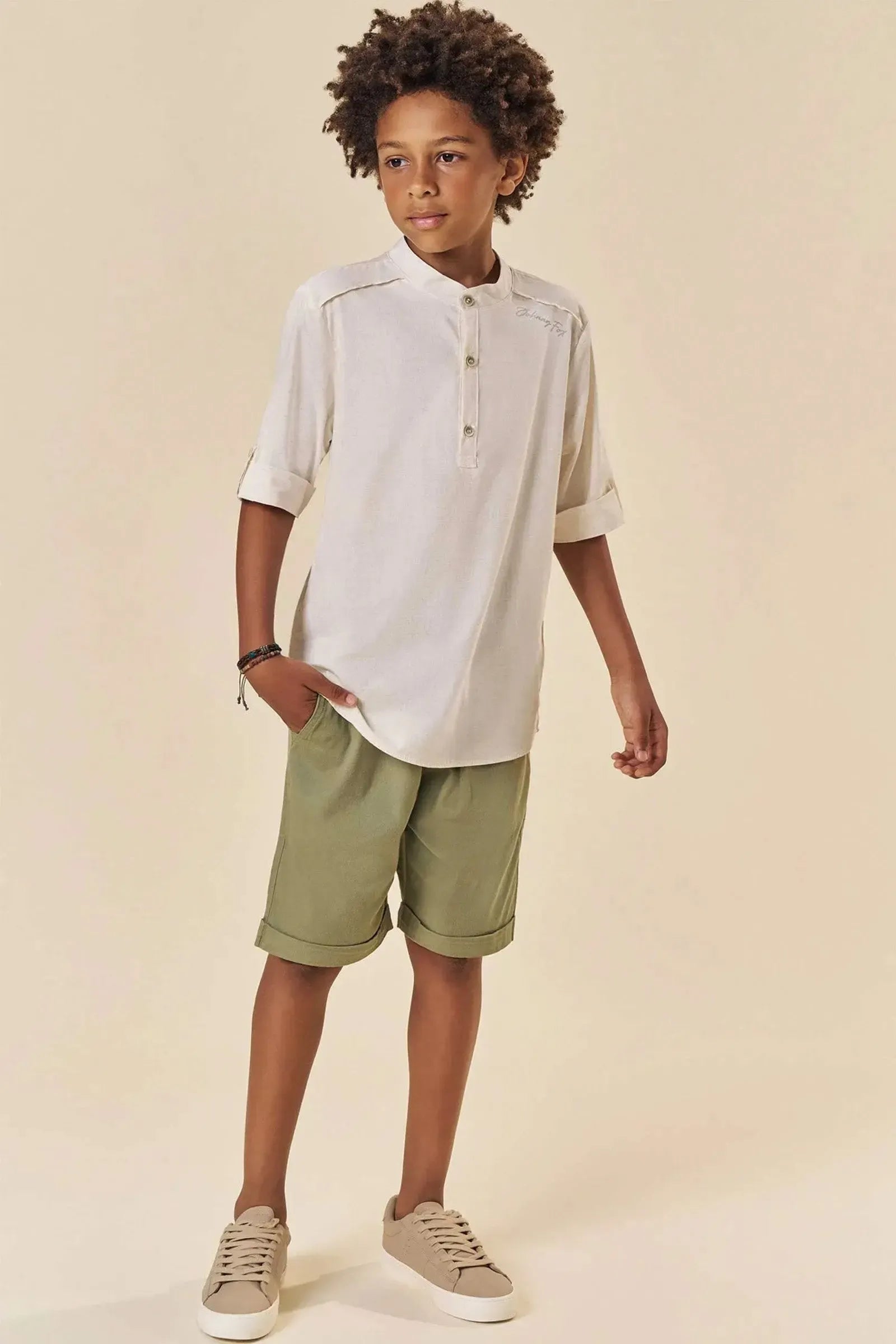 Bermuda em Sarja Ônix com Elastano 83795 Johnny Fox Teen Menino