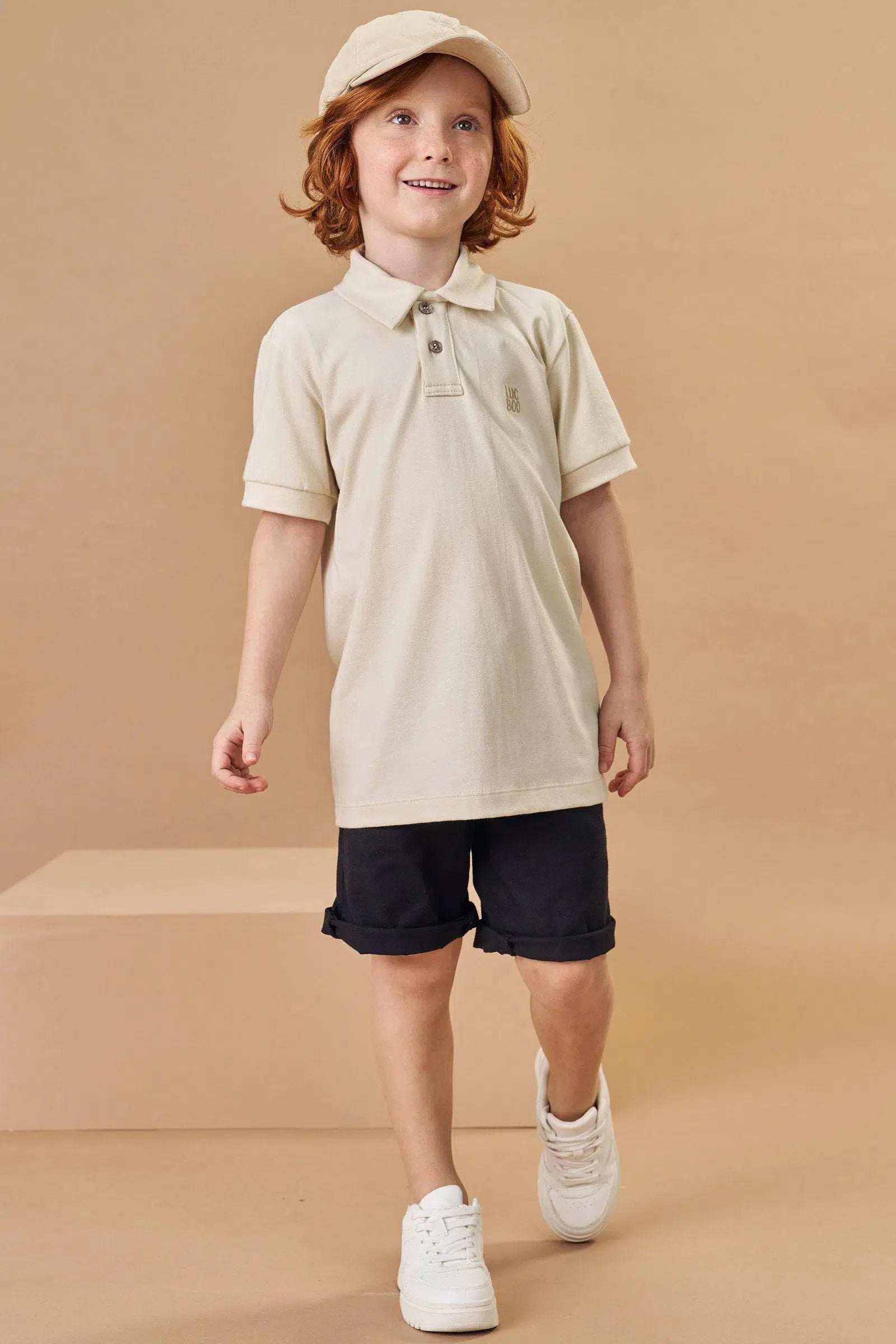 Bermuda Infantil Menino em Sarja Onix Stretch com Elastano 82438 LucBoo