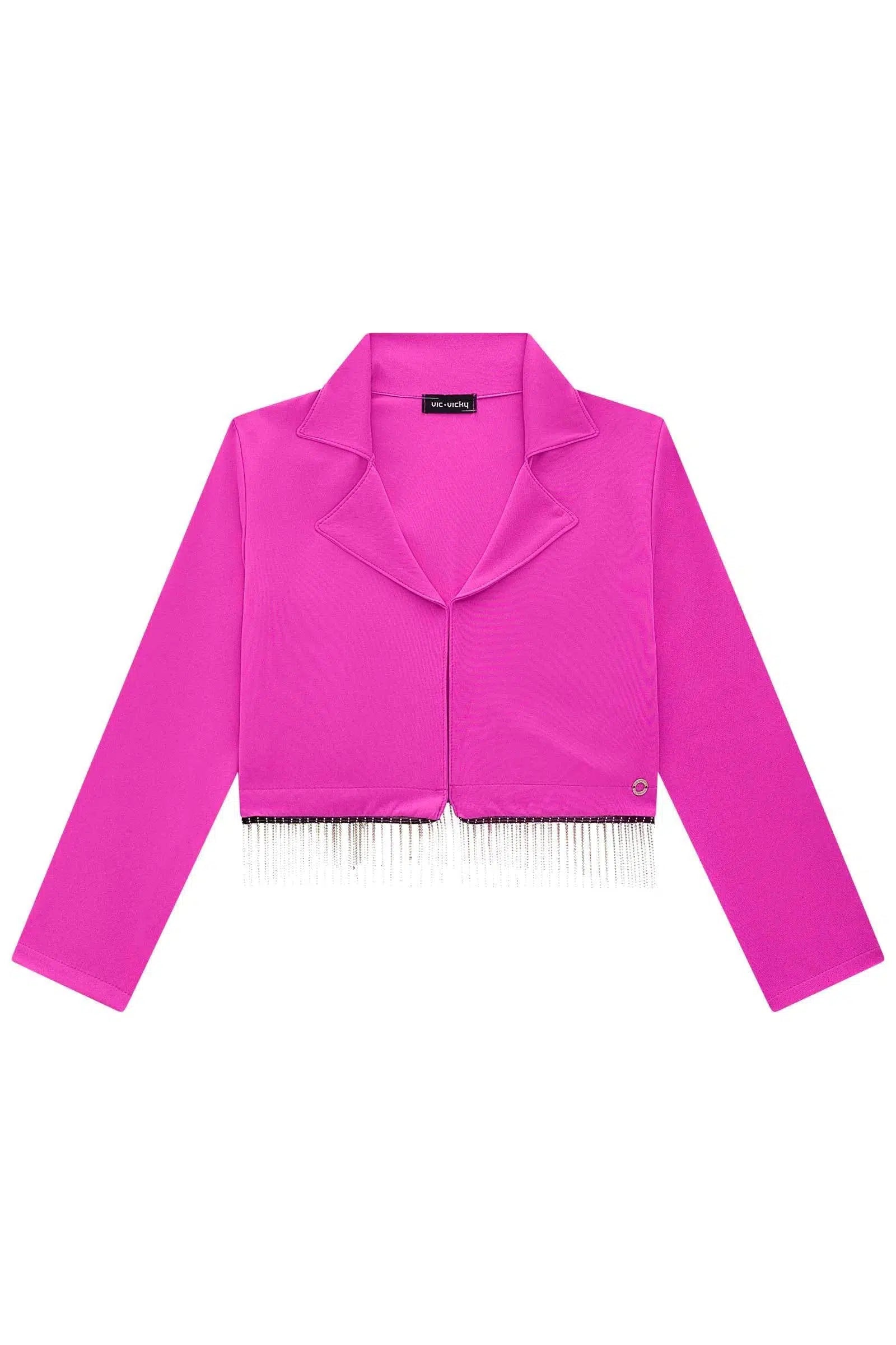 Blazer Cropped em Alfaiataria Suzi 72167 Vic&Vicky