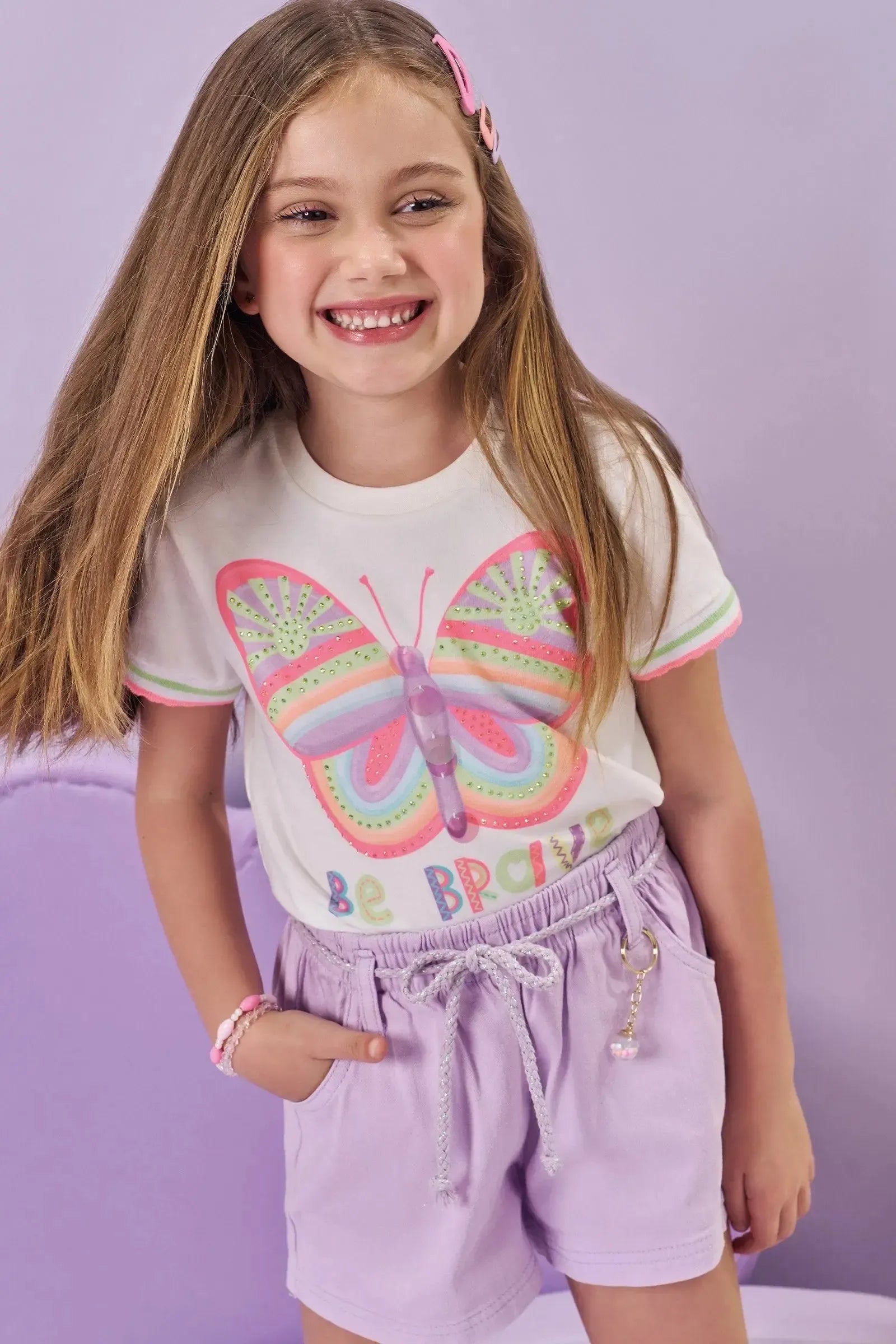 Blusa Alongada em Meia Malha 85273 Kukiê Infantil Menina