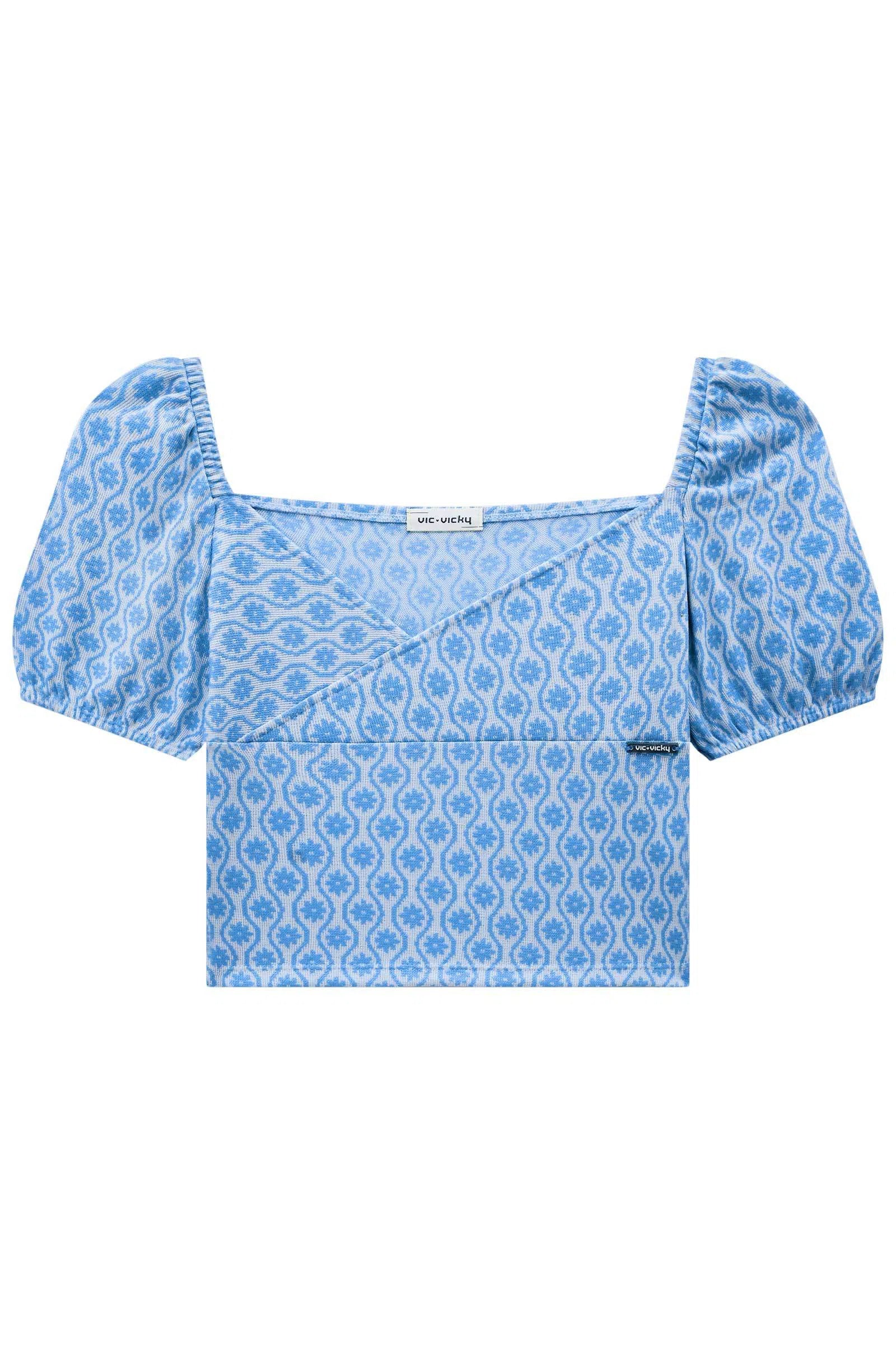 Blusa Boxy em Malha Jaquard Flower 73828 Vic&Vicky