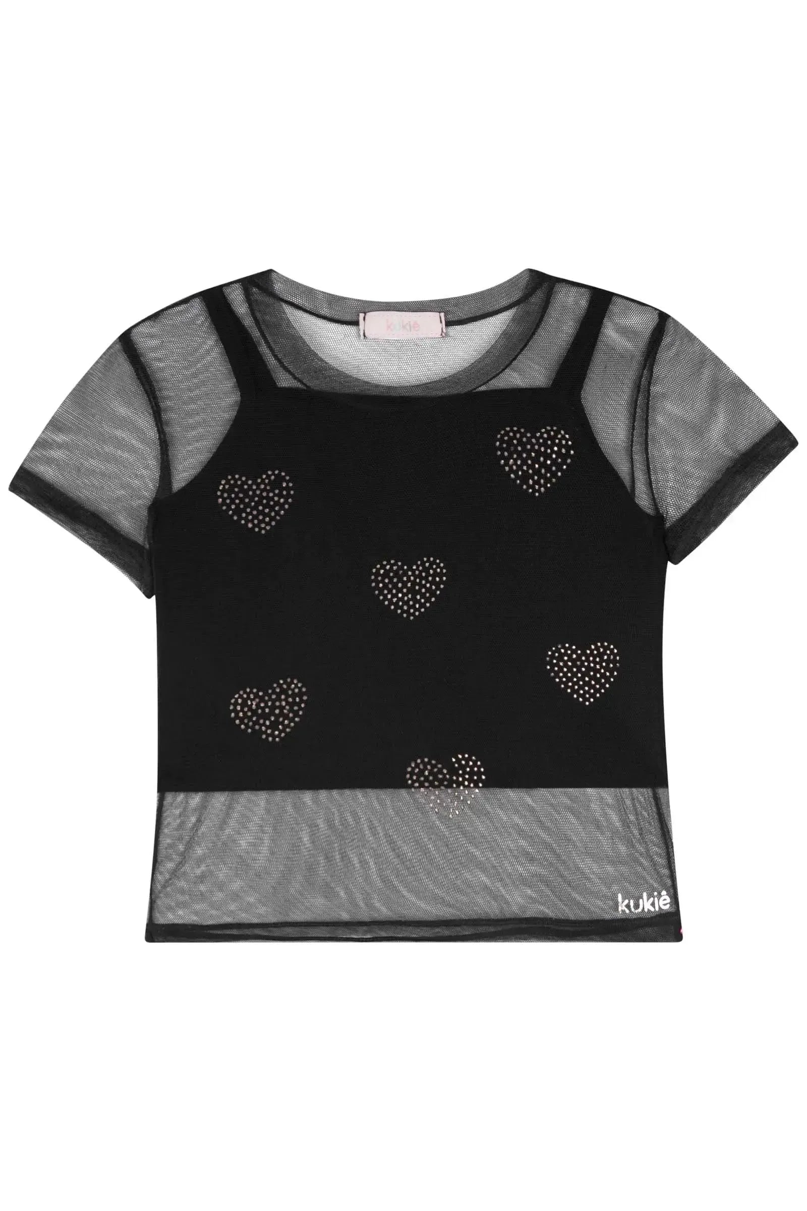 Blusa Boxy em Tule e Top em Canelado 84079 Kukiê Infantil Menina