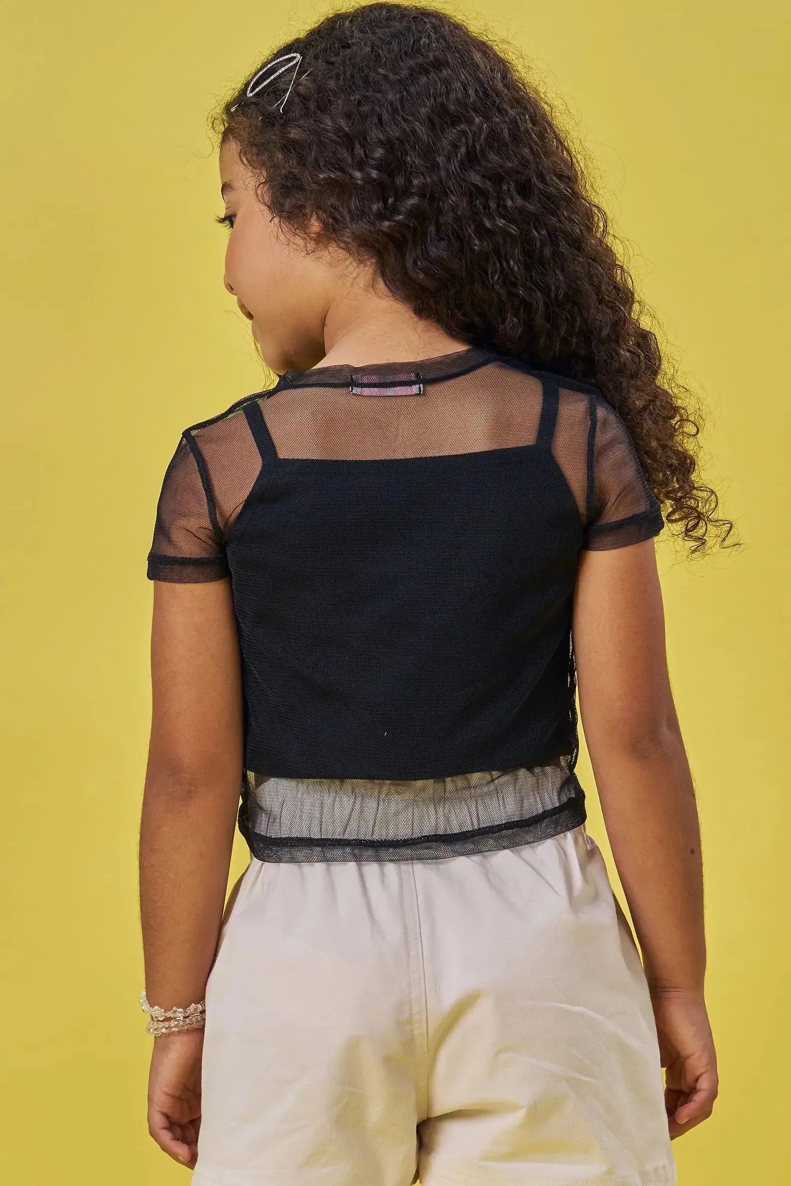 Blusa Boxy em Tule e Top em Canelado 84079 Kukiê Infantil Menina