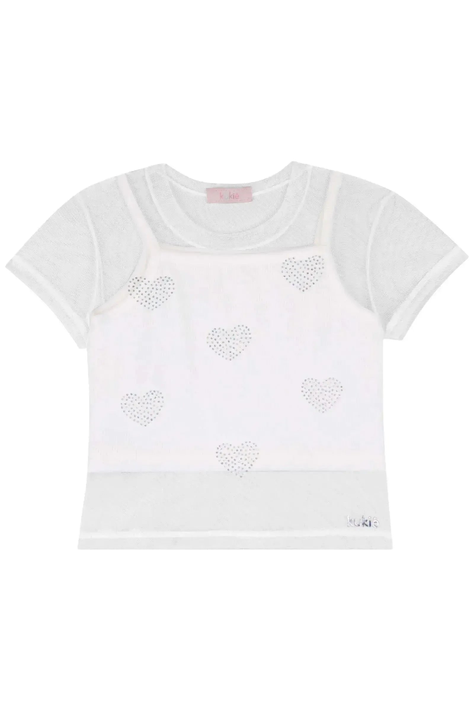 Blusa Boxy em Tule e Top em Canelado 84079 Kukiê Infantil Menina