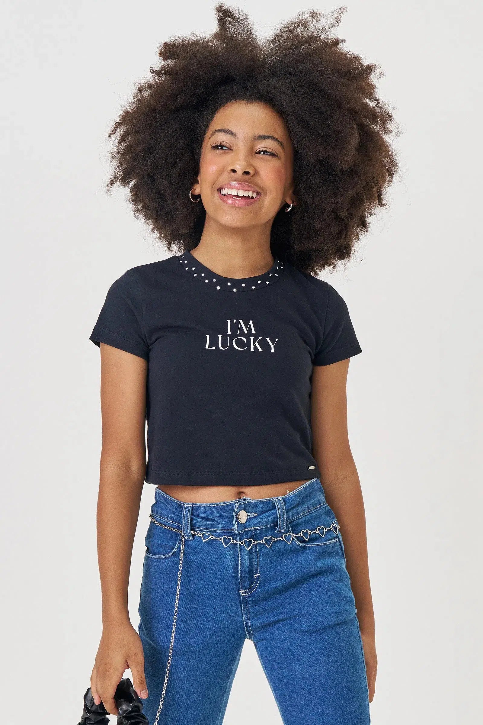 Blusa Cropped Teen Menina em Cotton 81488 Lilimoon