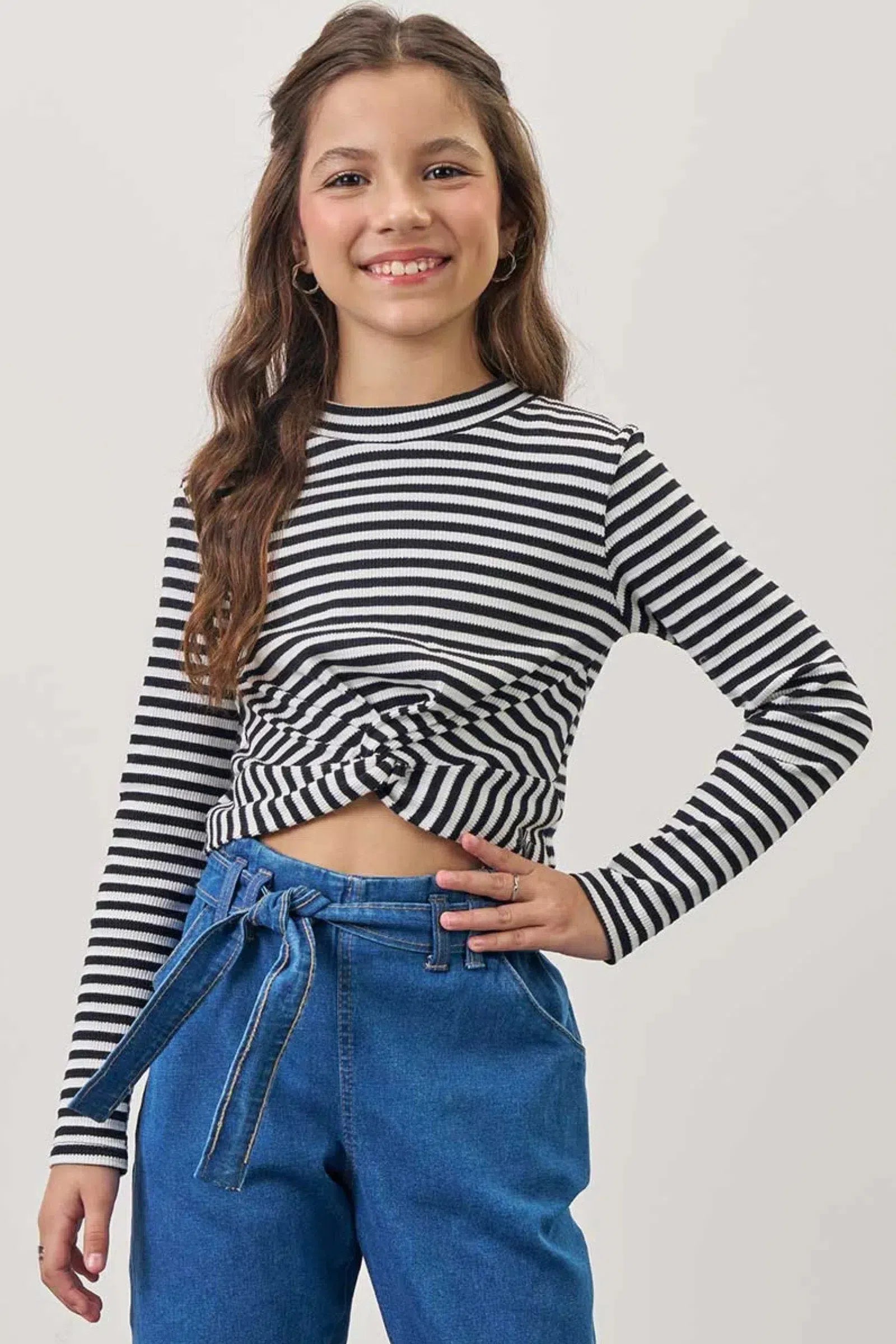 Blusa Cropped em Malha Colméia 79083 Vic&Vicky Teen Menina