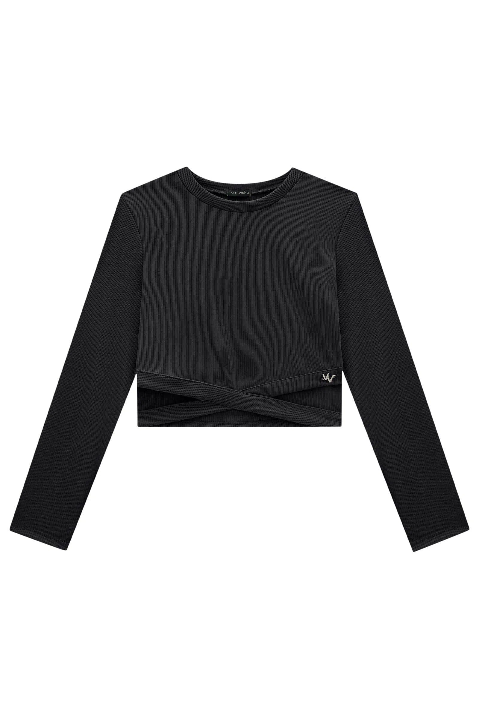 Blusa Cropped em Ribana Fancy 79330 Vic&Vicky Teen Menina