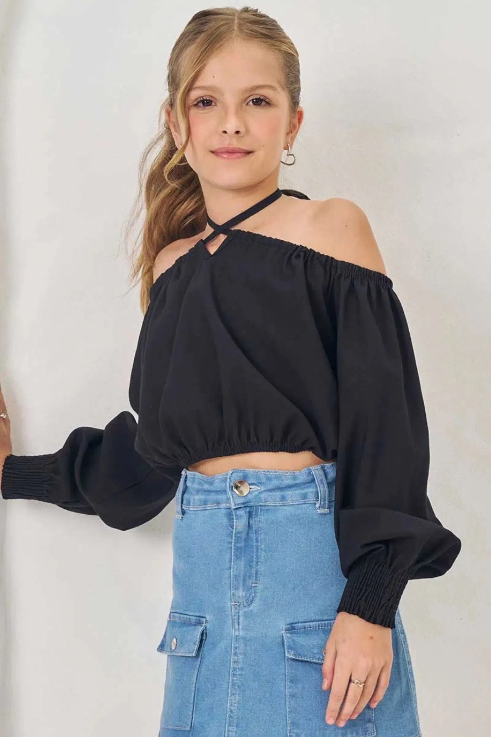 Blusa Cropped em Tecido Blend Viscose 81429 Lilimoon Teen Menina