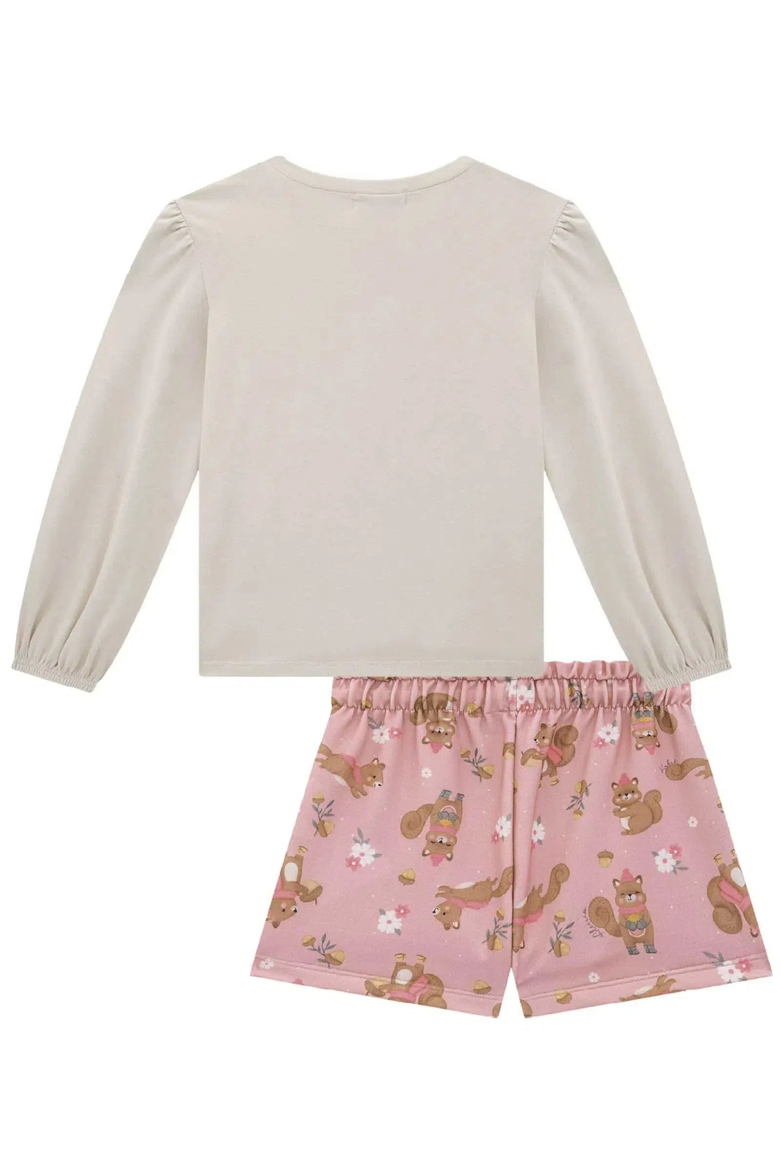 Blusa em Cotton e Shorts em Molecotton 79316 Kukiê Infantil Menina