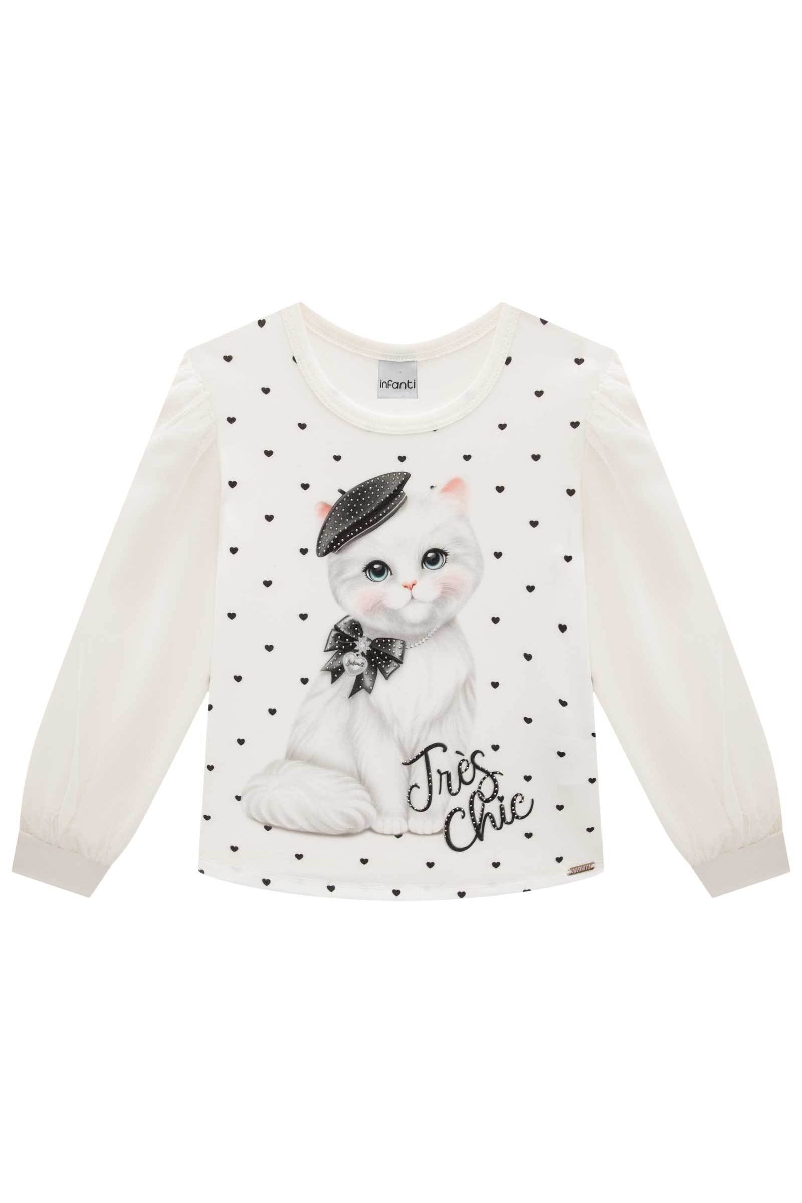 Blusa em Cotton e Tule 79311 Infanti Infantil Menina