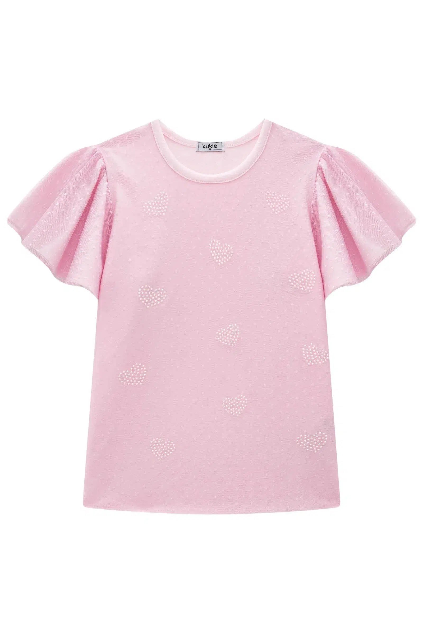 Blusa em Cotton e Tule Poá 77302 Kukiê