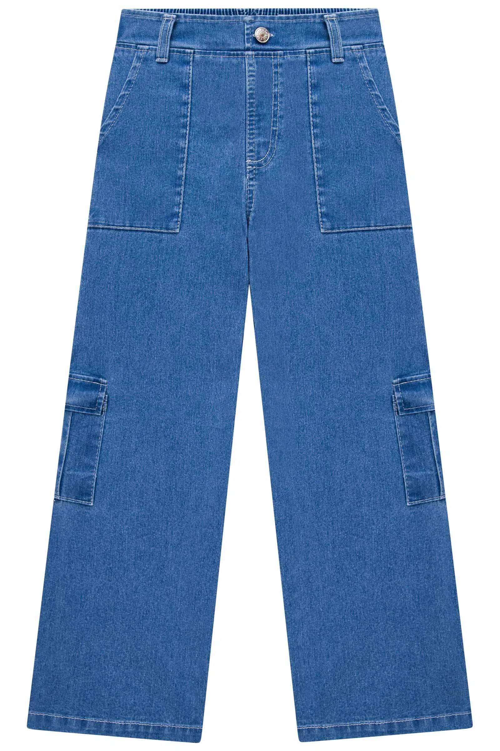 Calça Cargo em Jeans Bellini com Elastano 74025 Infanti