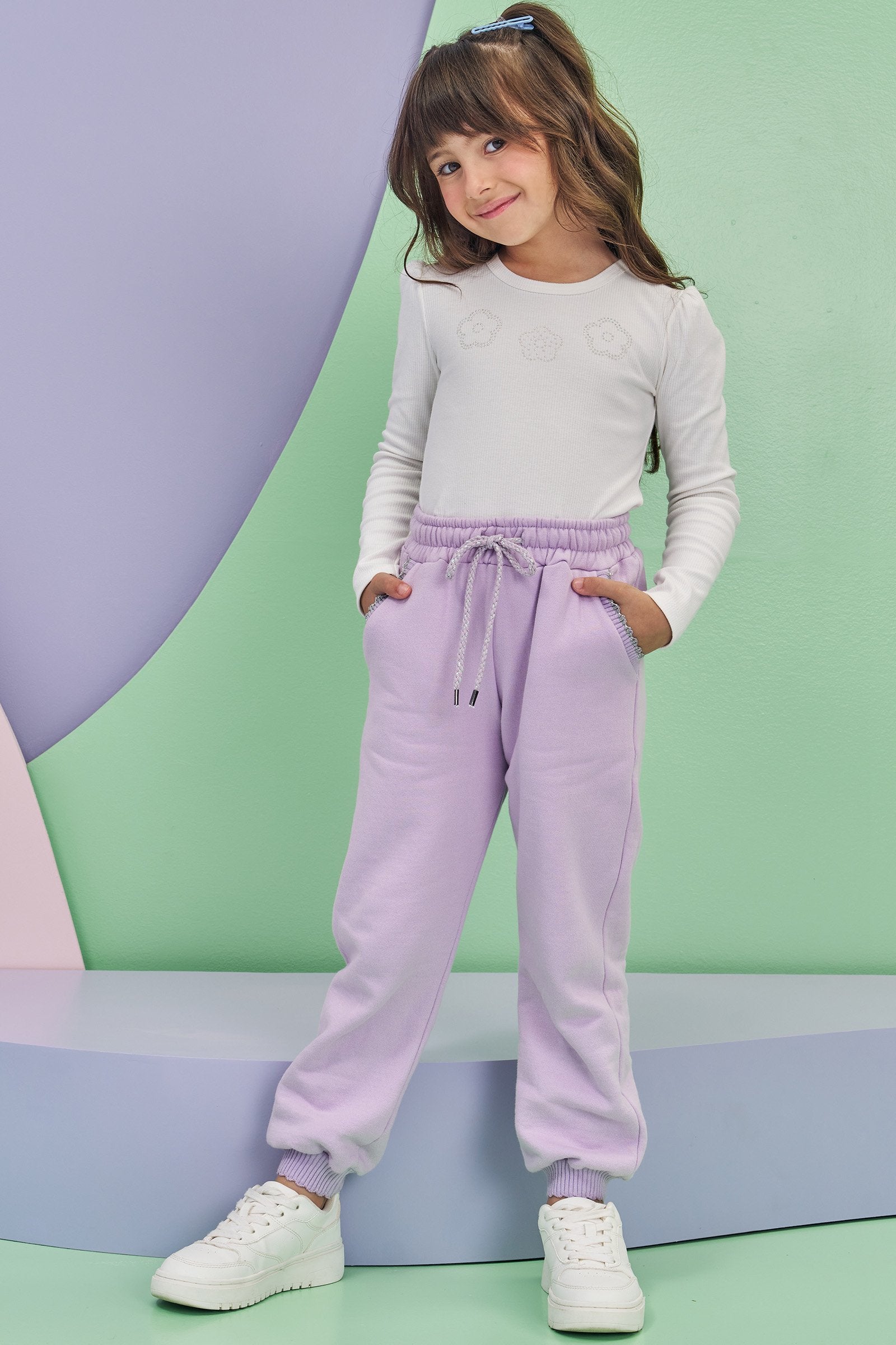 Calça em Moletom com Pelúcia 80381 Infanti Infantil Menina