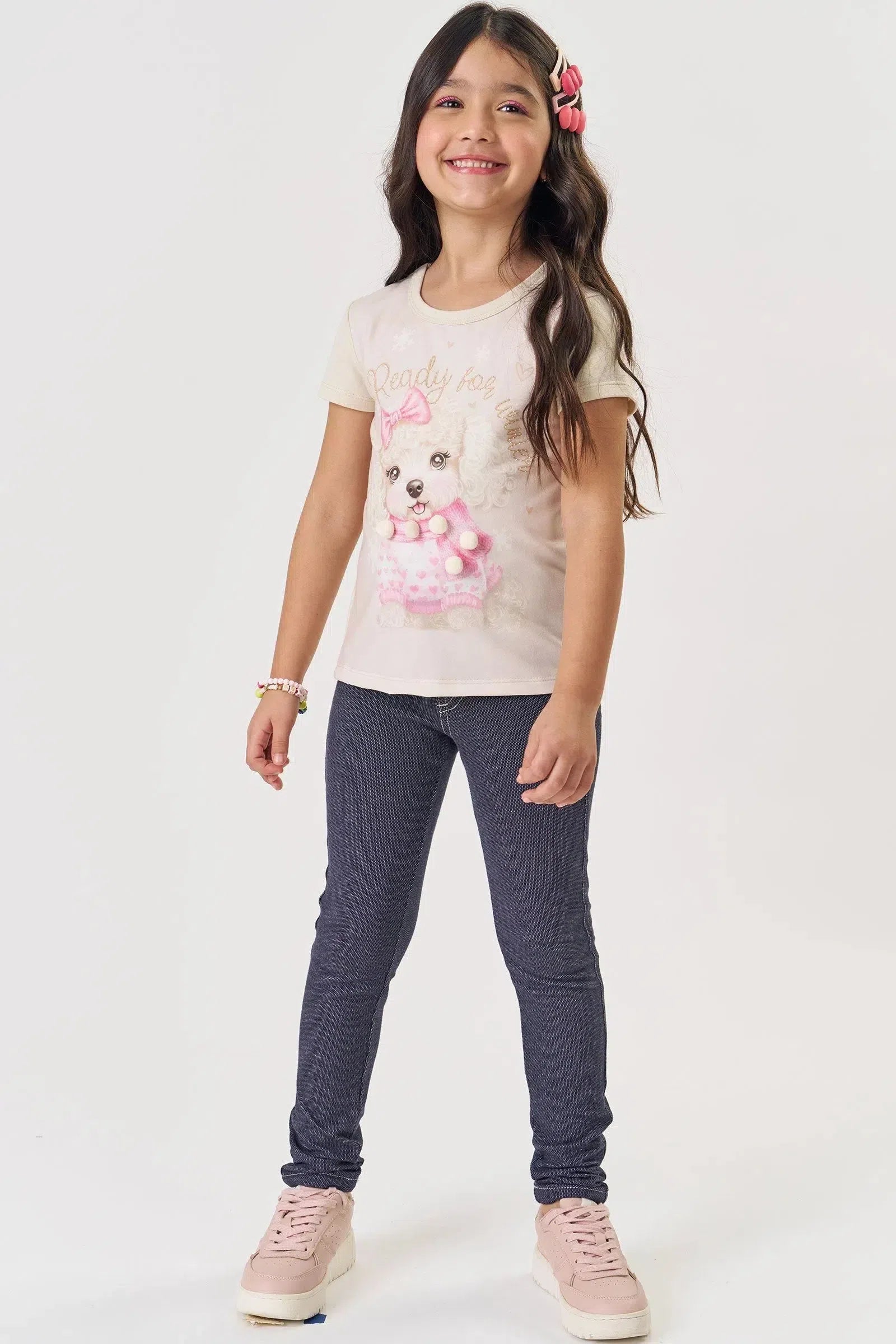 Calça Jegging em Malha Denim 79154 Kukiê Infantil Menina