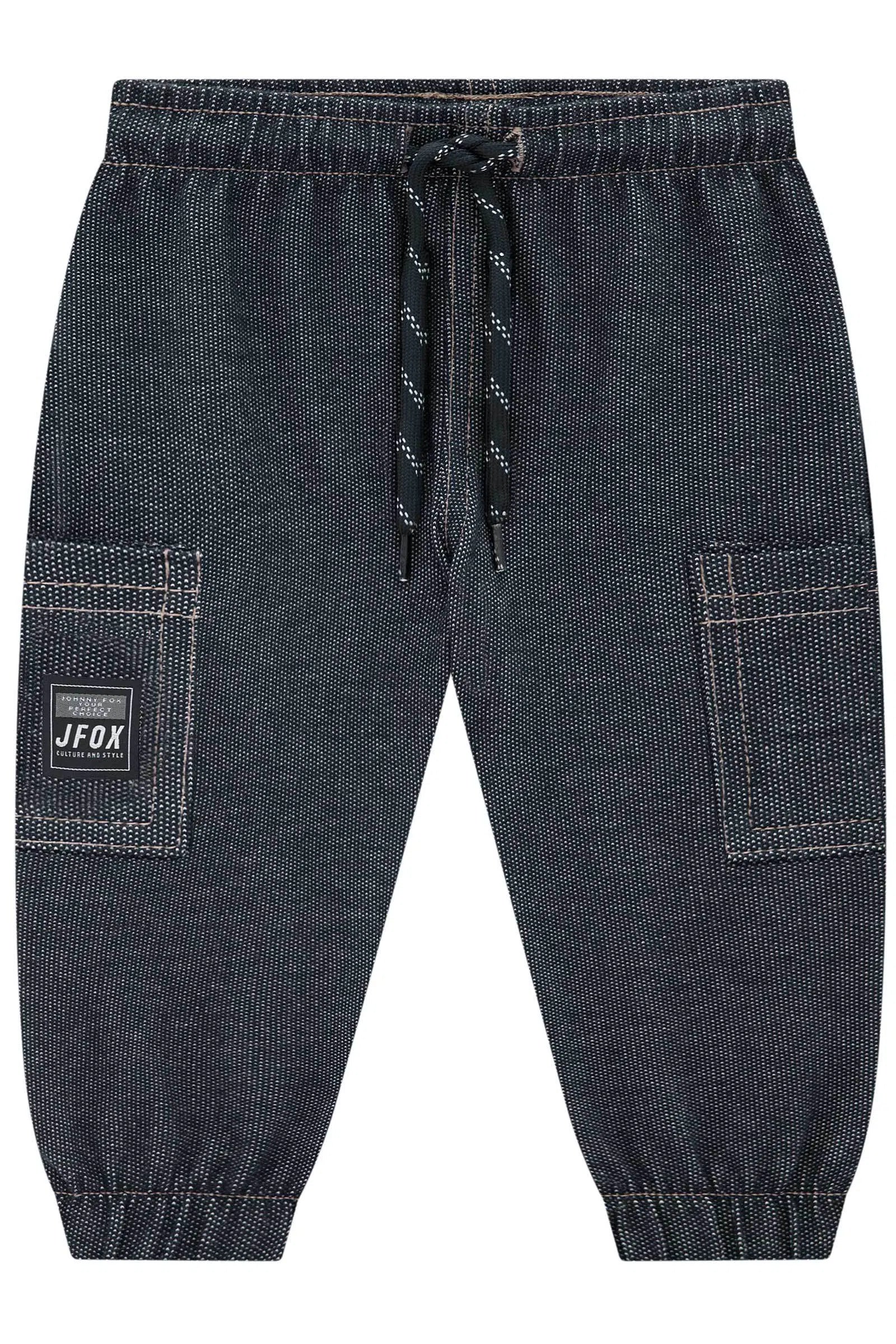 Calça Jogger em Malha Denim com Elastano 79509 Johnny Fox Bebê Menino