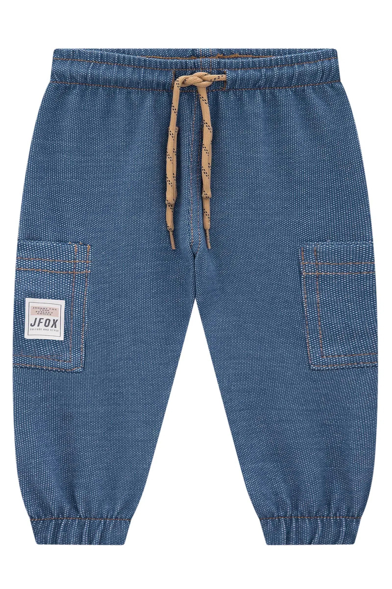 Calça Jogger em Malha Denim com Elastano 79509 Johnny Fox Bebê Menino