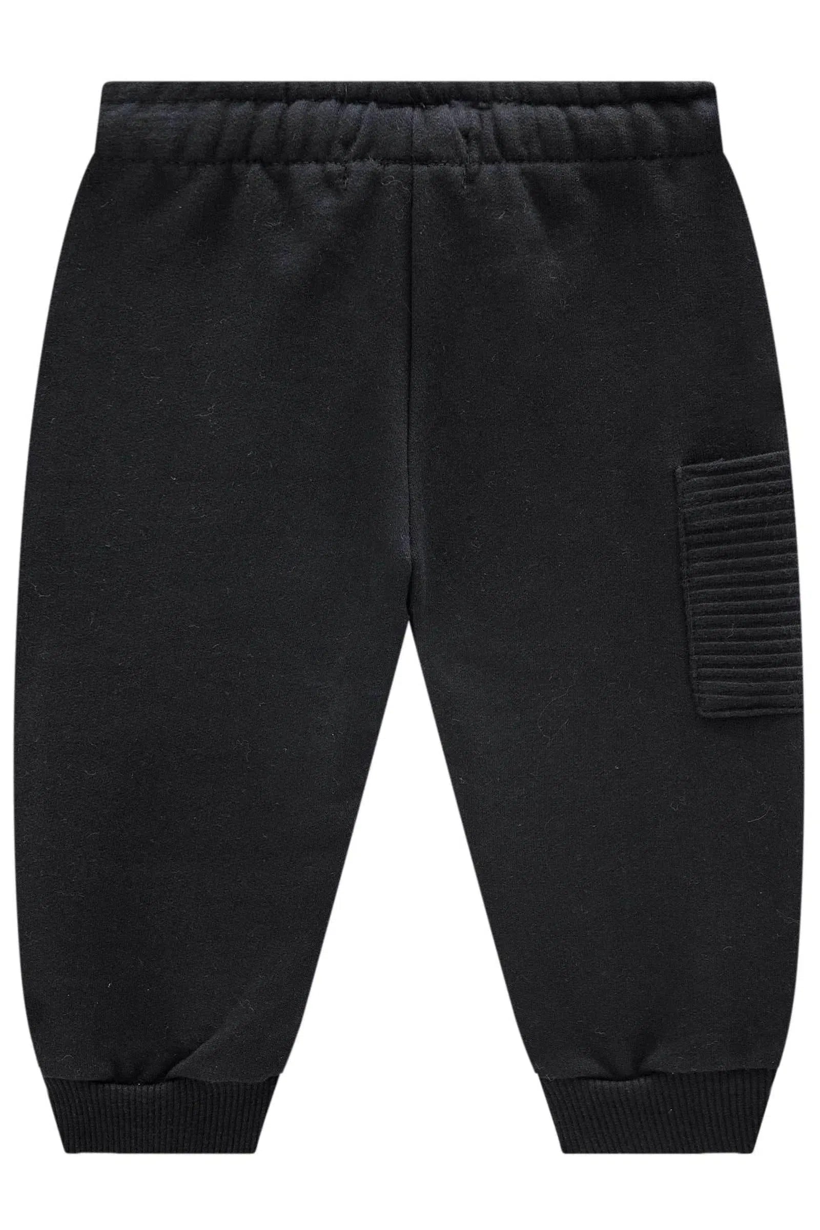 Calça Jogger em Moletom com Pelúcia com Detalhe em Moletom Relevo 79517 Johnny Fox Bebê Menino