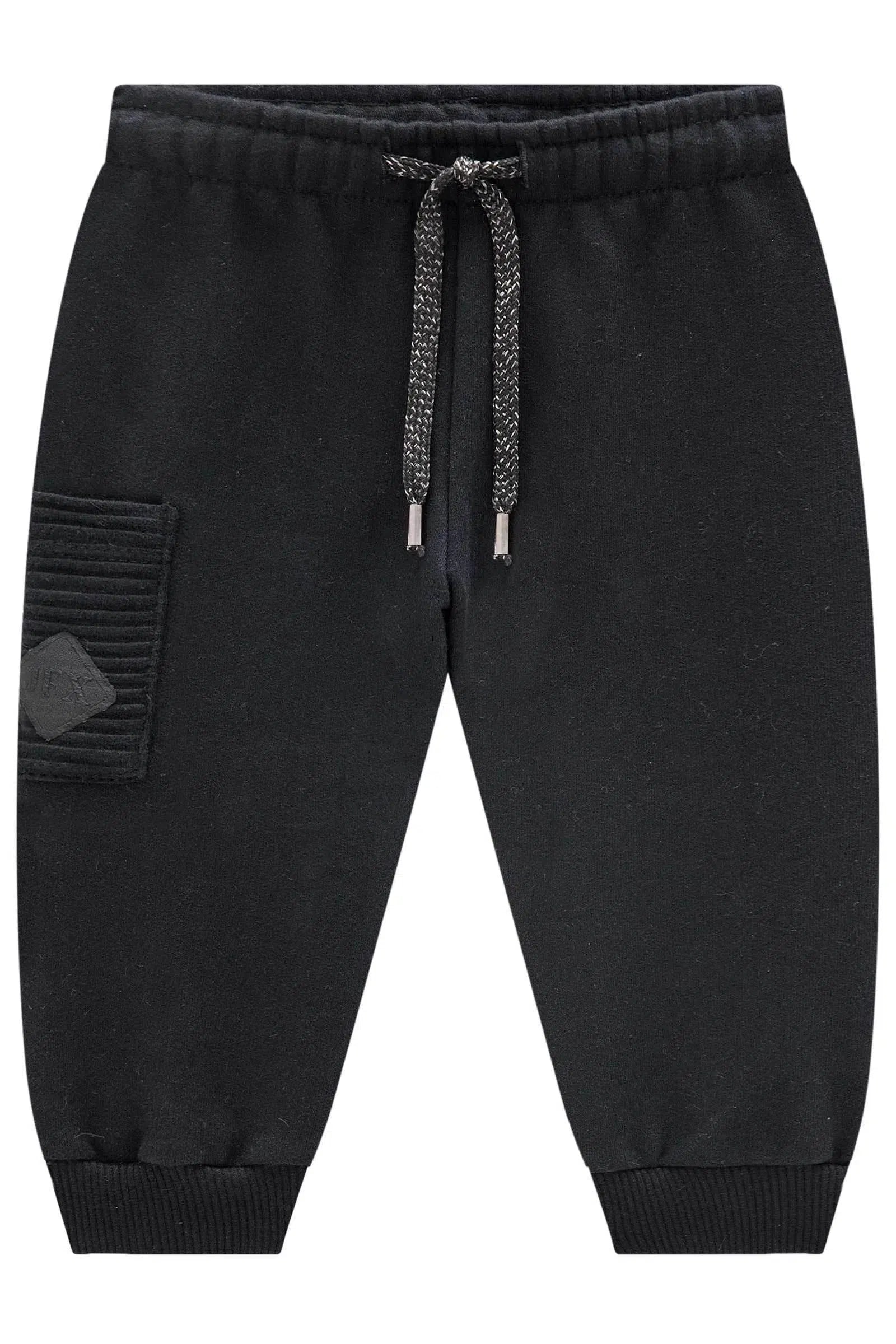 Calça Jogger em Moletom com Pelúcia com Detalhe em Moletom Relevo 79517 Johnny Fox Bebê Menino