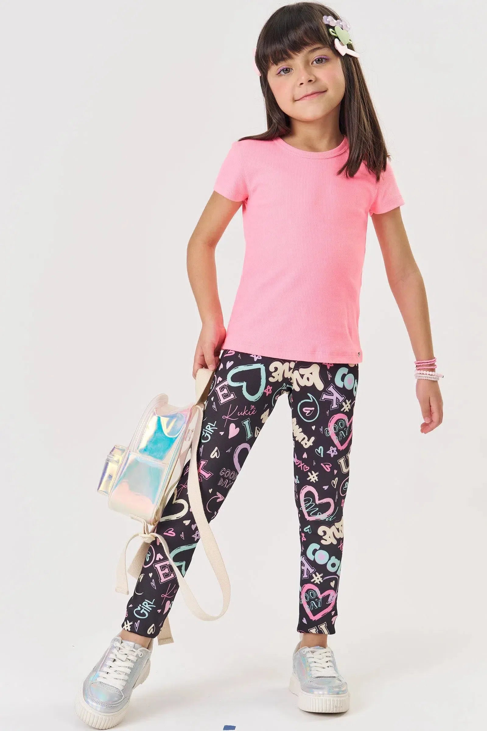 Calça Legging em Fly Tech 79748 Kukiê Infantil Menina