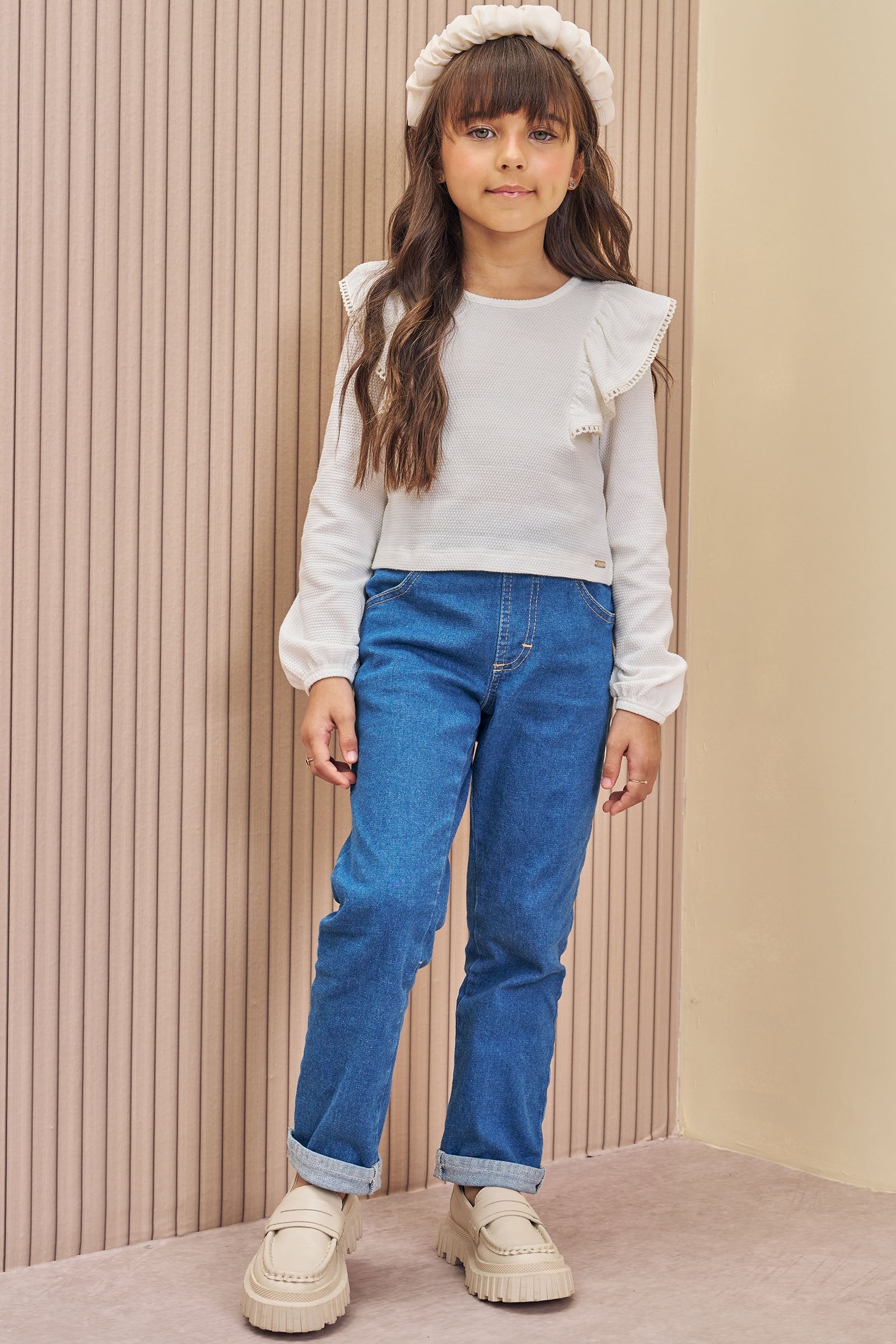 Calça Mom em Jeans com Elastano 80477 Infanti Infantil Menina