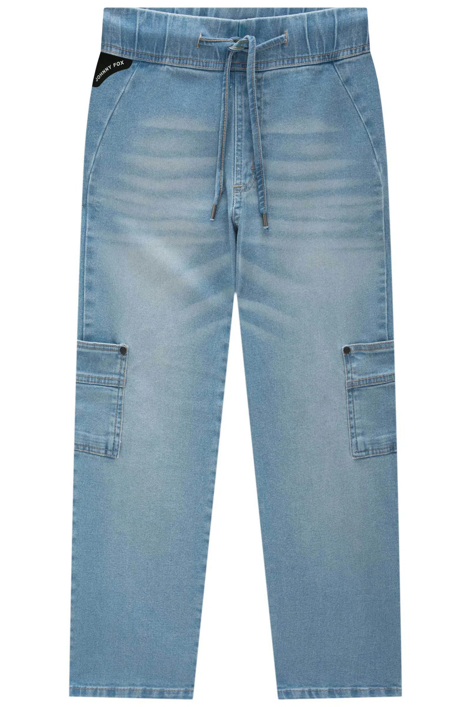 Calça Reta Cargo em Jeans Guga com Elastano 80540 Johnny Fox Teen Menino