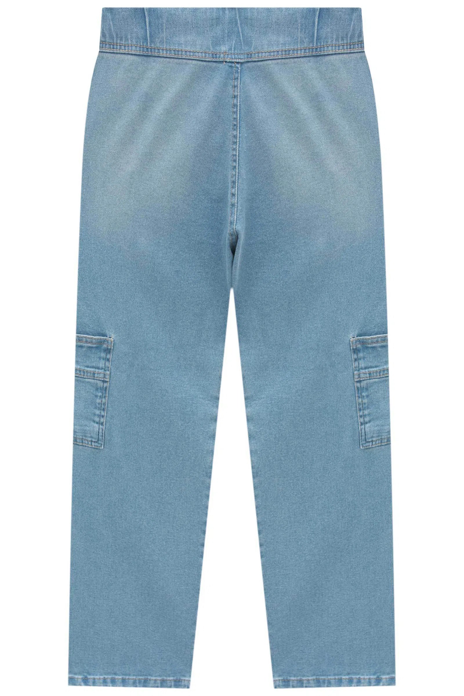 Calça Reta Cargo em Jeans Guga com Elastano 80540 Johnny Fox Teen Menino