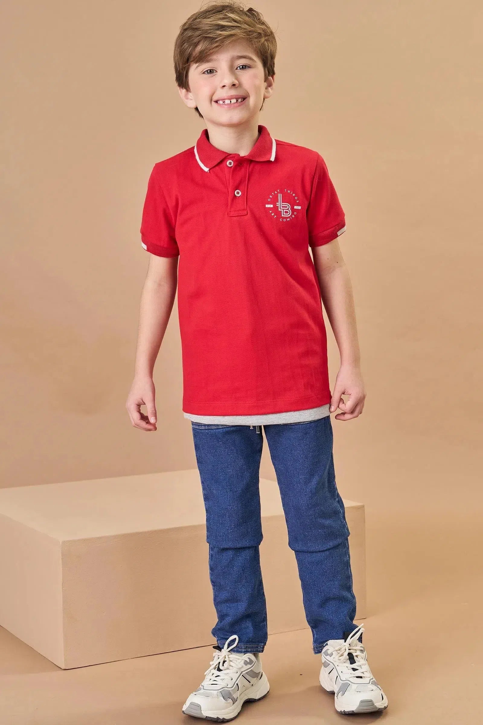 Calça Reta em Malha Jeans Trek com Elastano 79758 LucBoo Infantil Menino