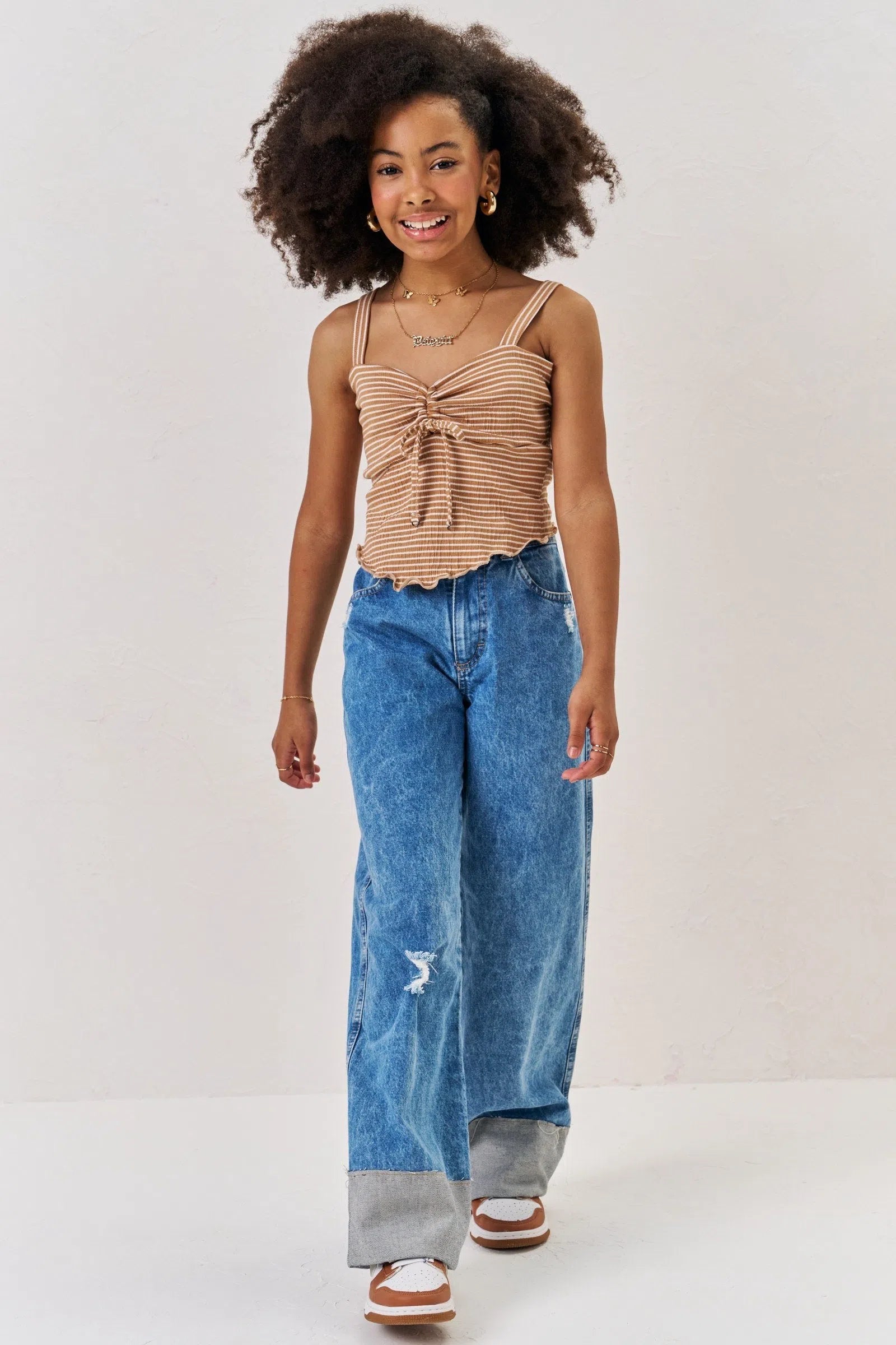 Calça Wide Leg em Jeans Arkansas 73984 Vic&Vicky